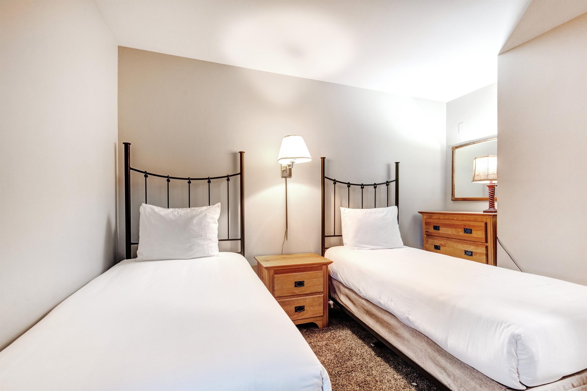 The second bedroom offers two twin size beds.