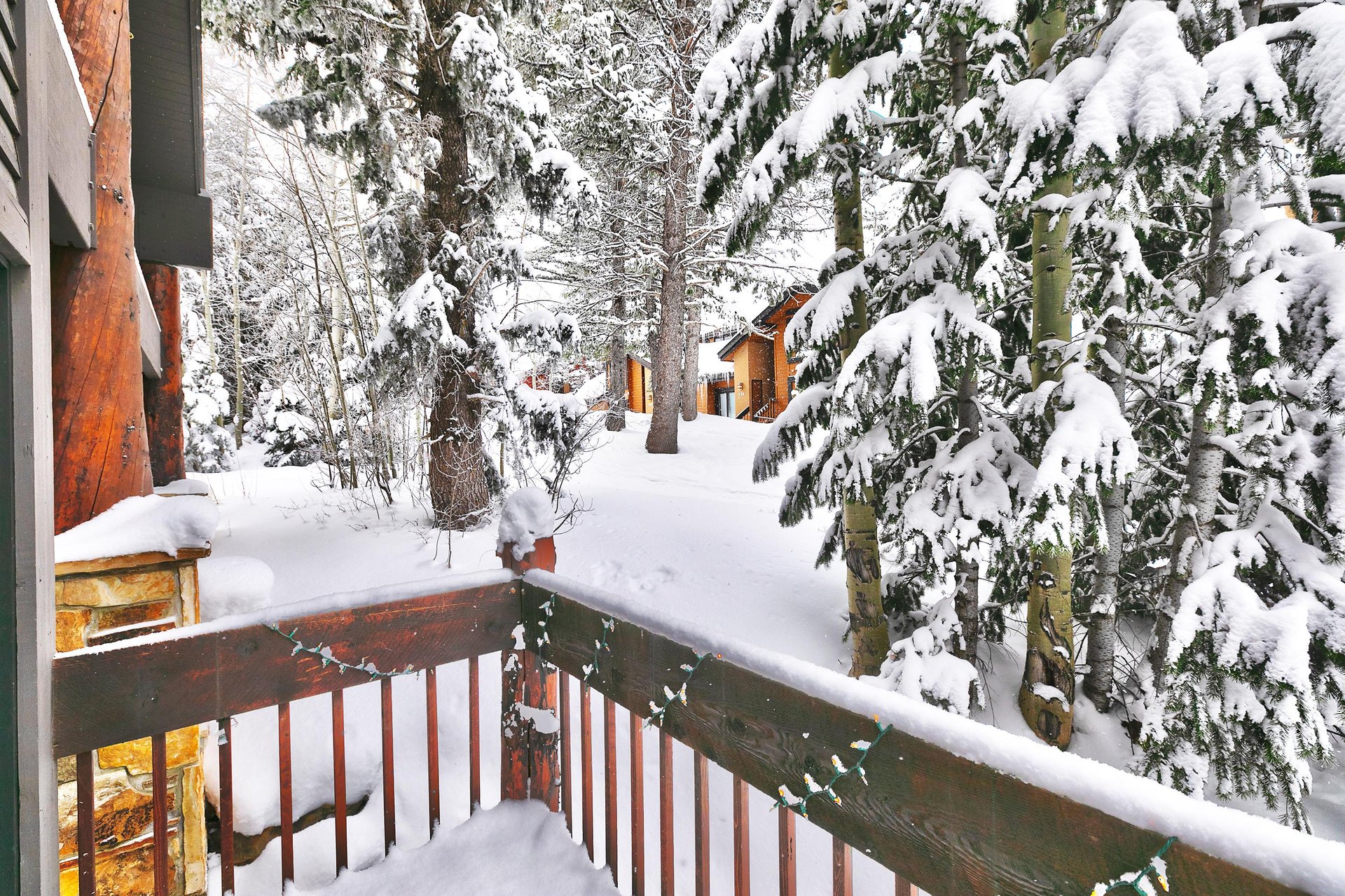 The exterior of Aspen Hollow 6 covered with snow.