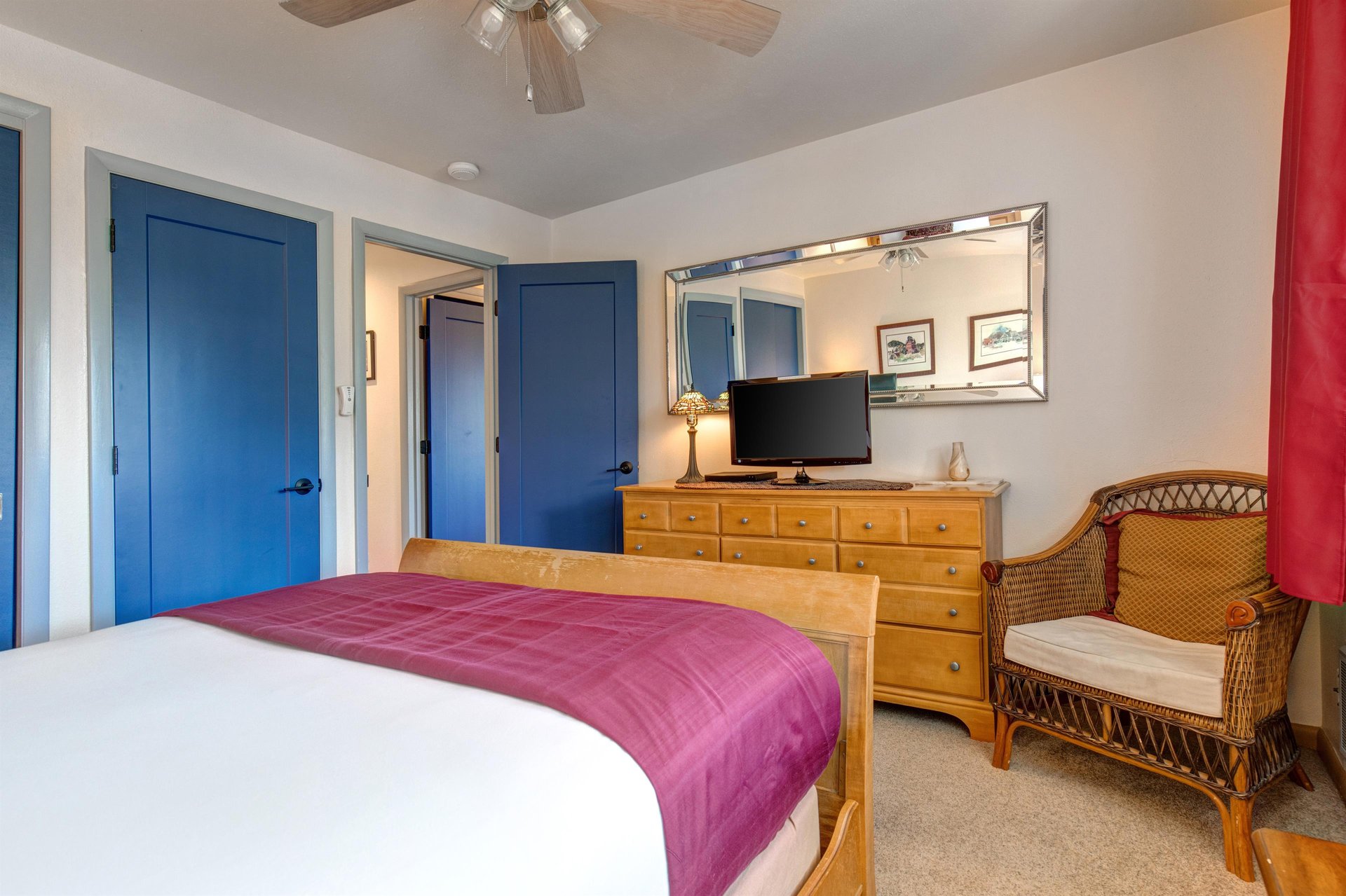 The second bedroom has a queen size bed.