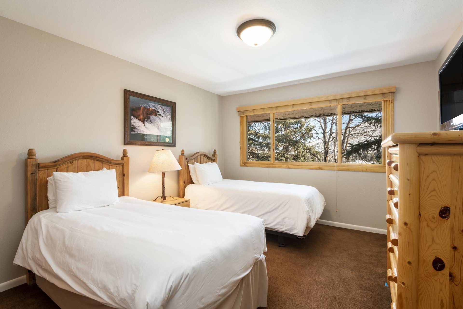 Guest bedroom features two twinsized beds