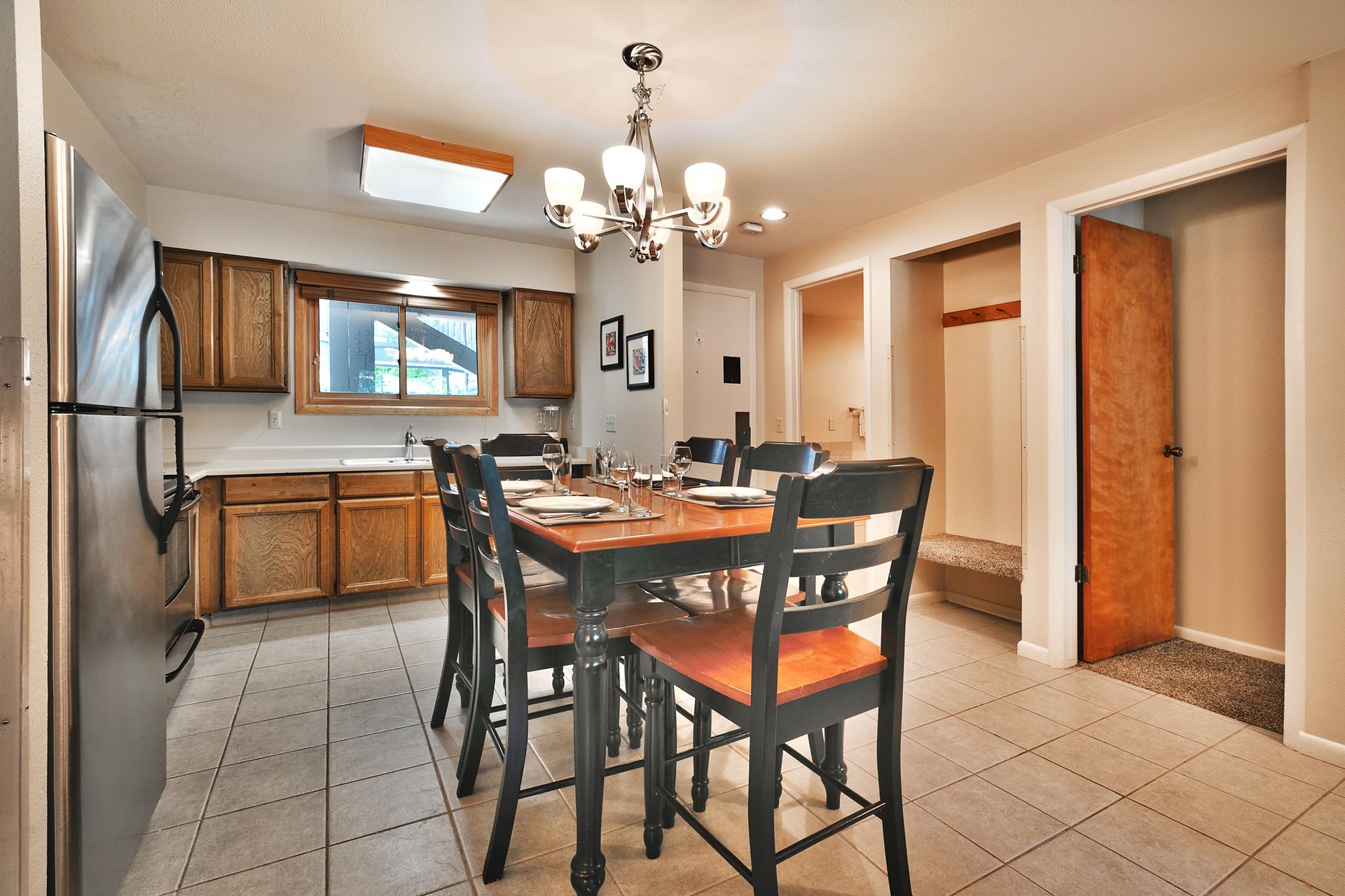 Dining table with seating for six