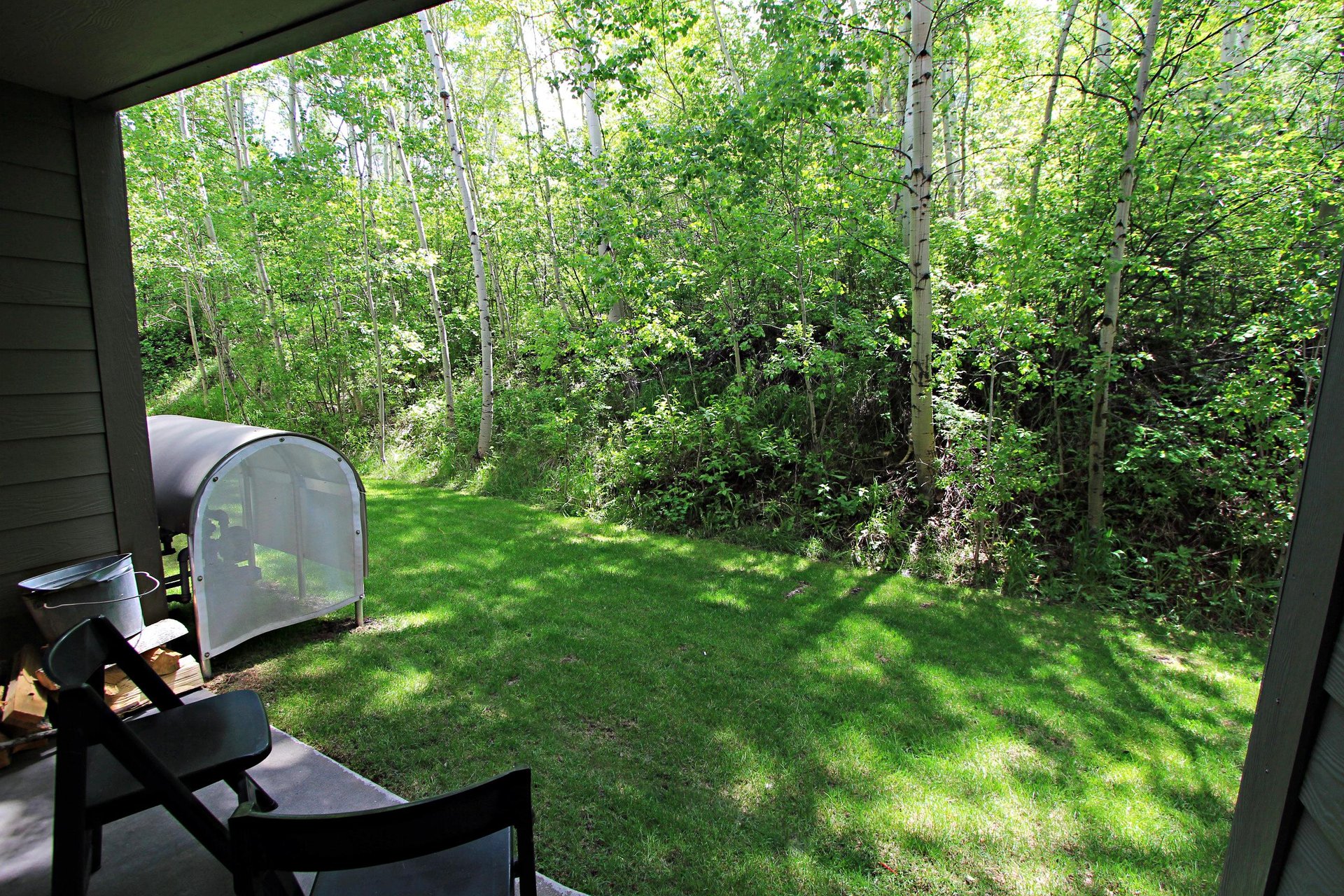 Snow Flower 134 has a private patio that over looks an aspen grove.