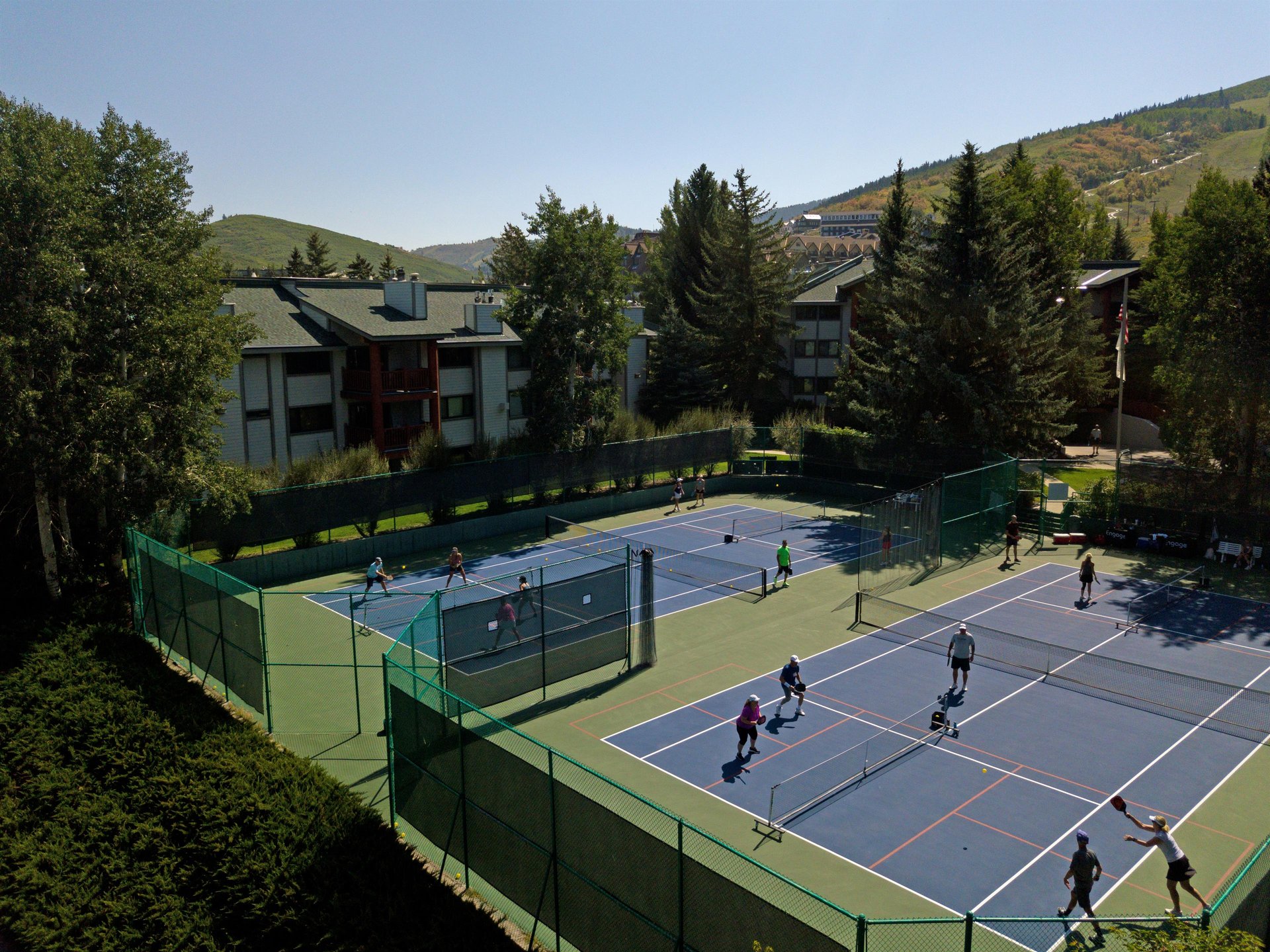 Snow Flower Condominiums offers tennis and pickleball courts, is the summer only.