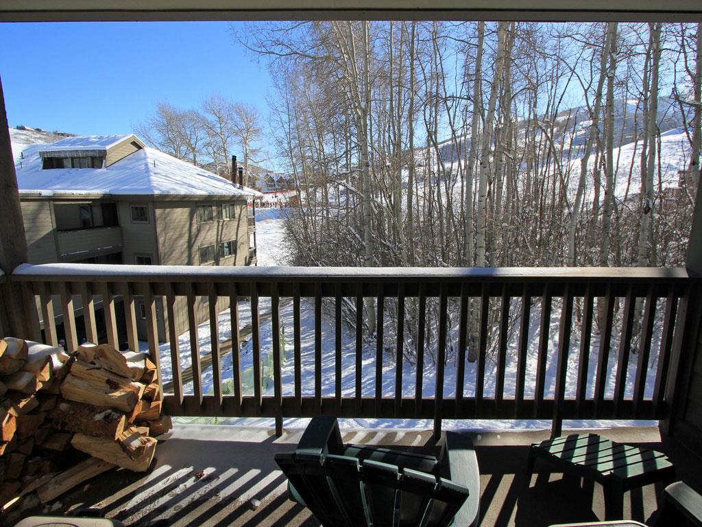 Winter views of Park City Mountain Resort from the private patio.