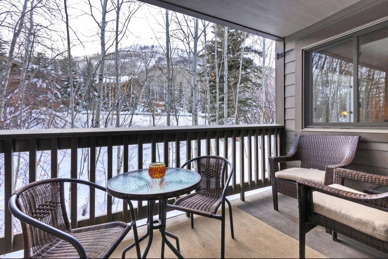 Winter view with Aspen Trees