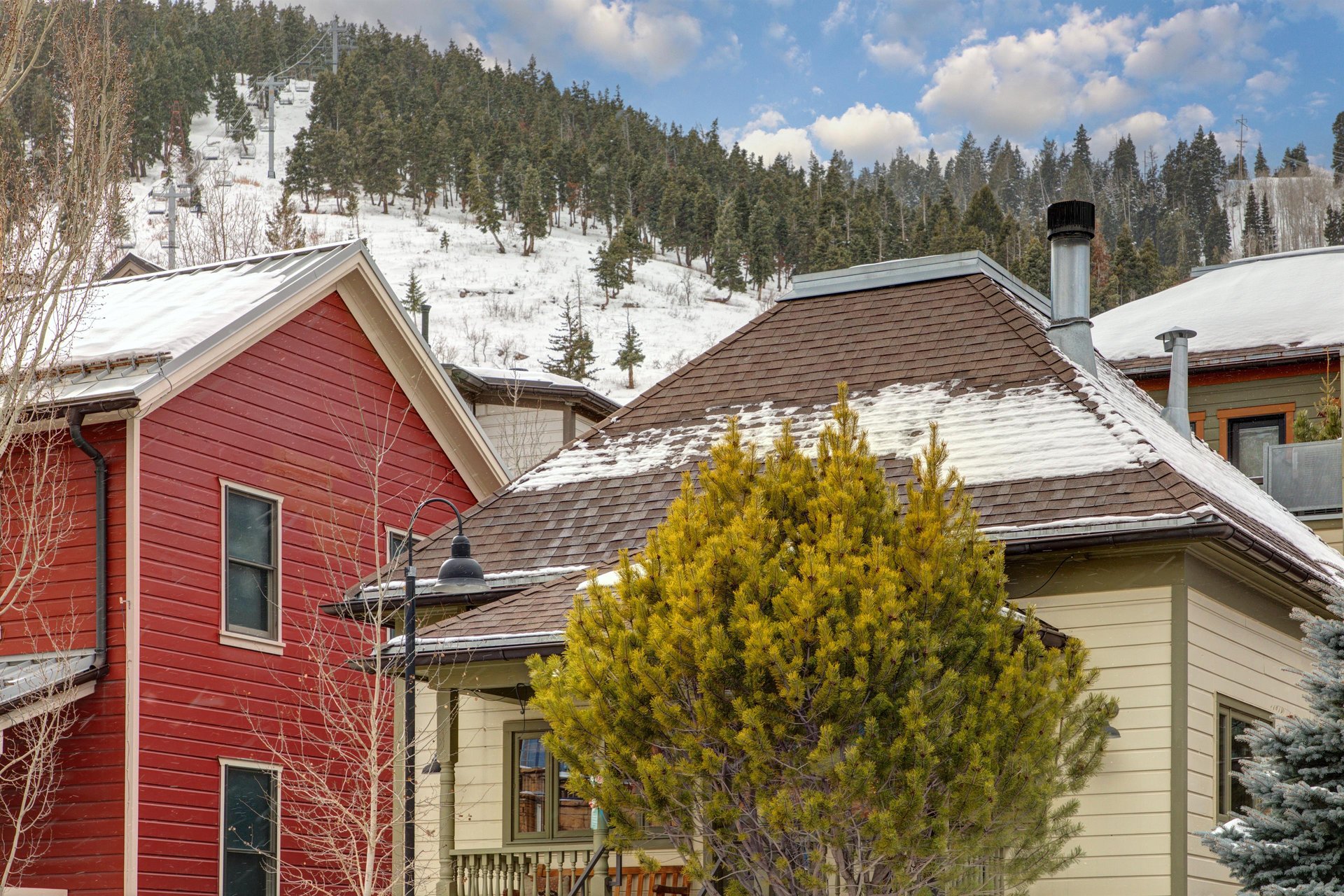Town Lift Chalet with the Park City Town Lift and mountain right behind it.
