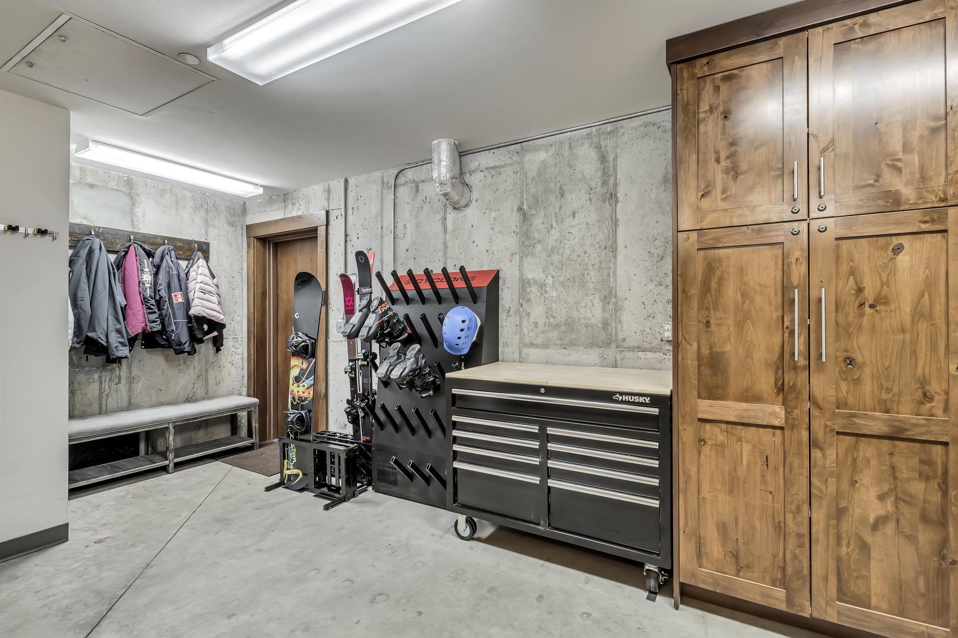 Private garage with boot warmers and ski storage