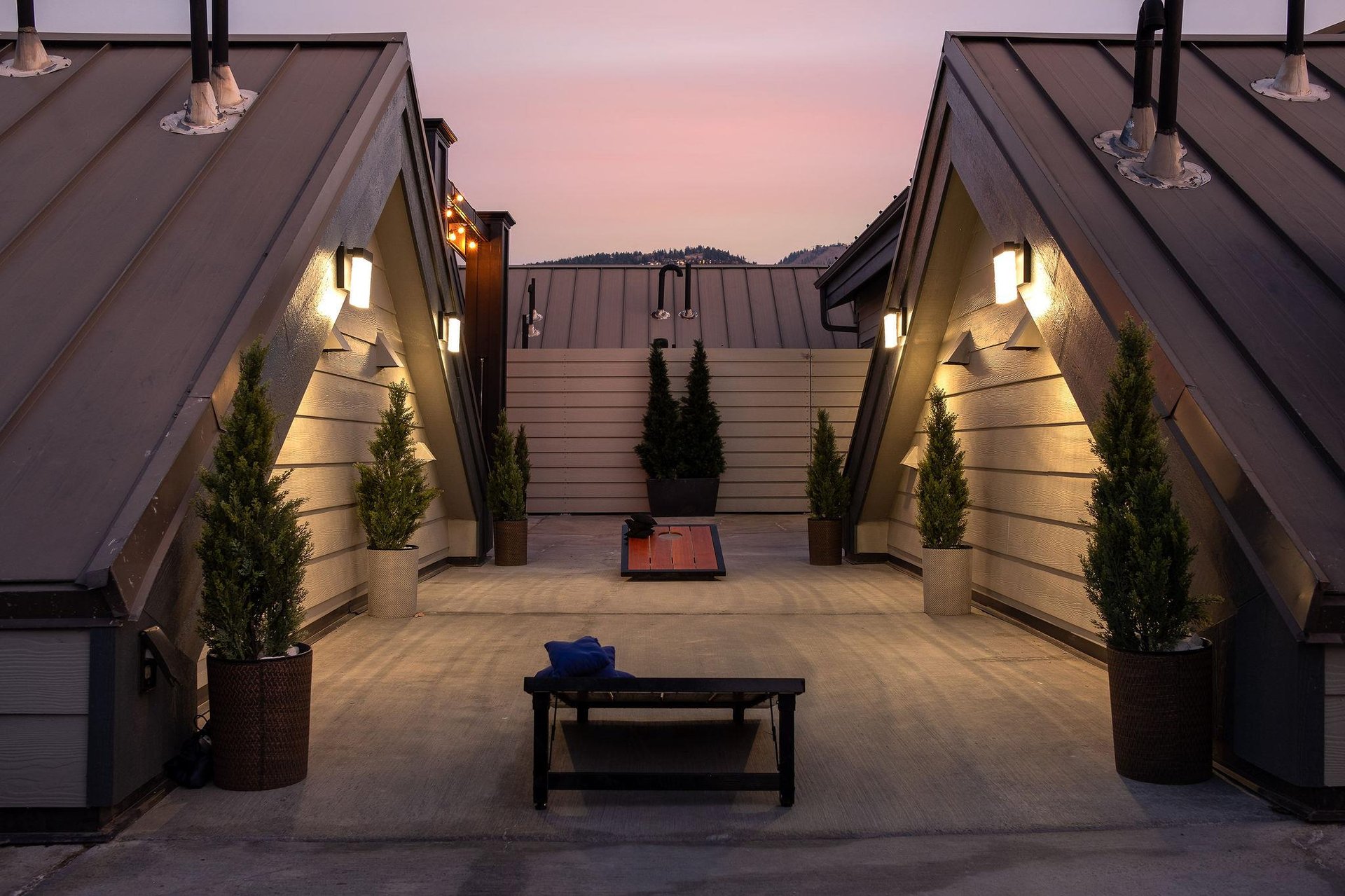 Lovely lighting on the rooftop at Lift Lodge Condominiums.