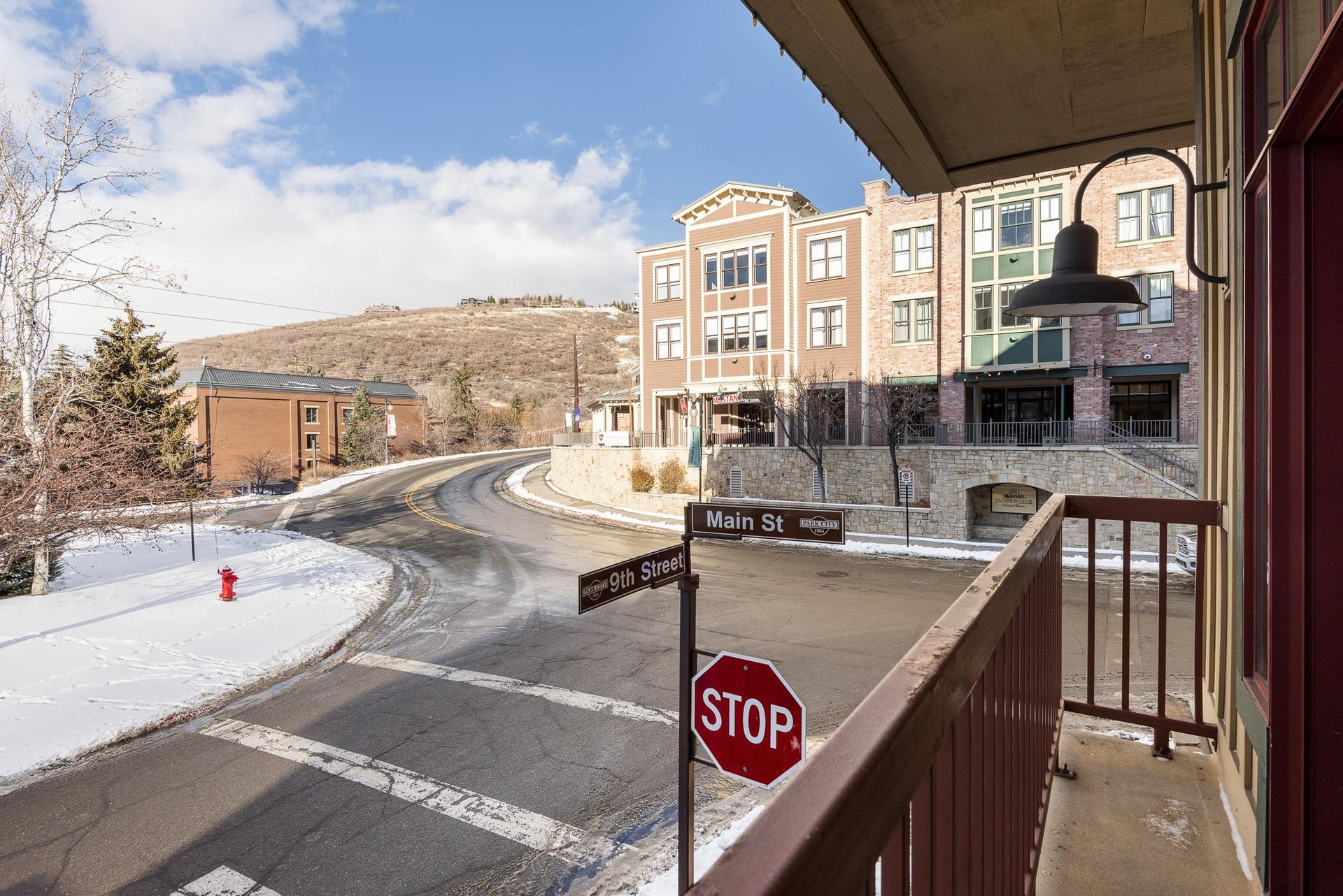 The private balcony overlooking 9th street and Historic Main Street.