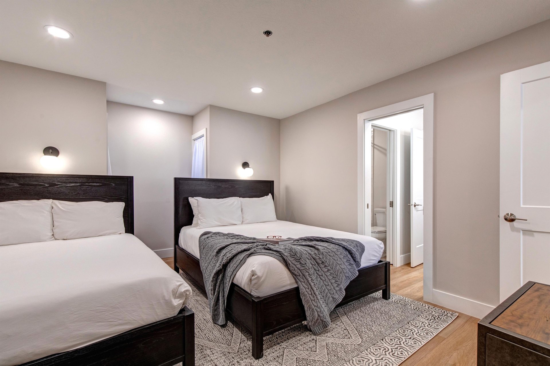 The second bedroom has two queen beds.