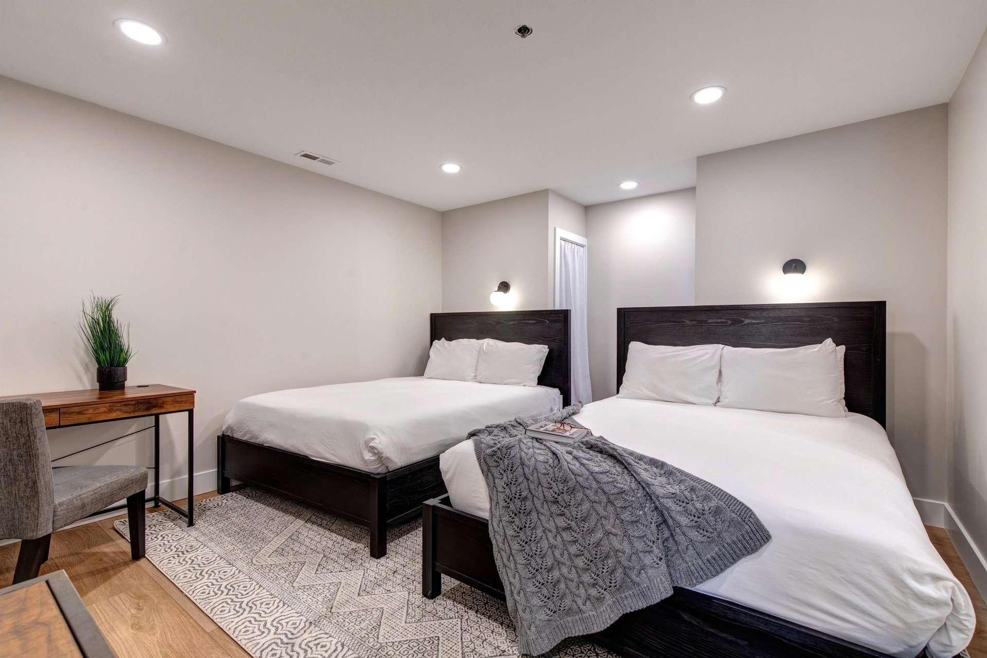 The second bedroom has two queen beds.