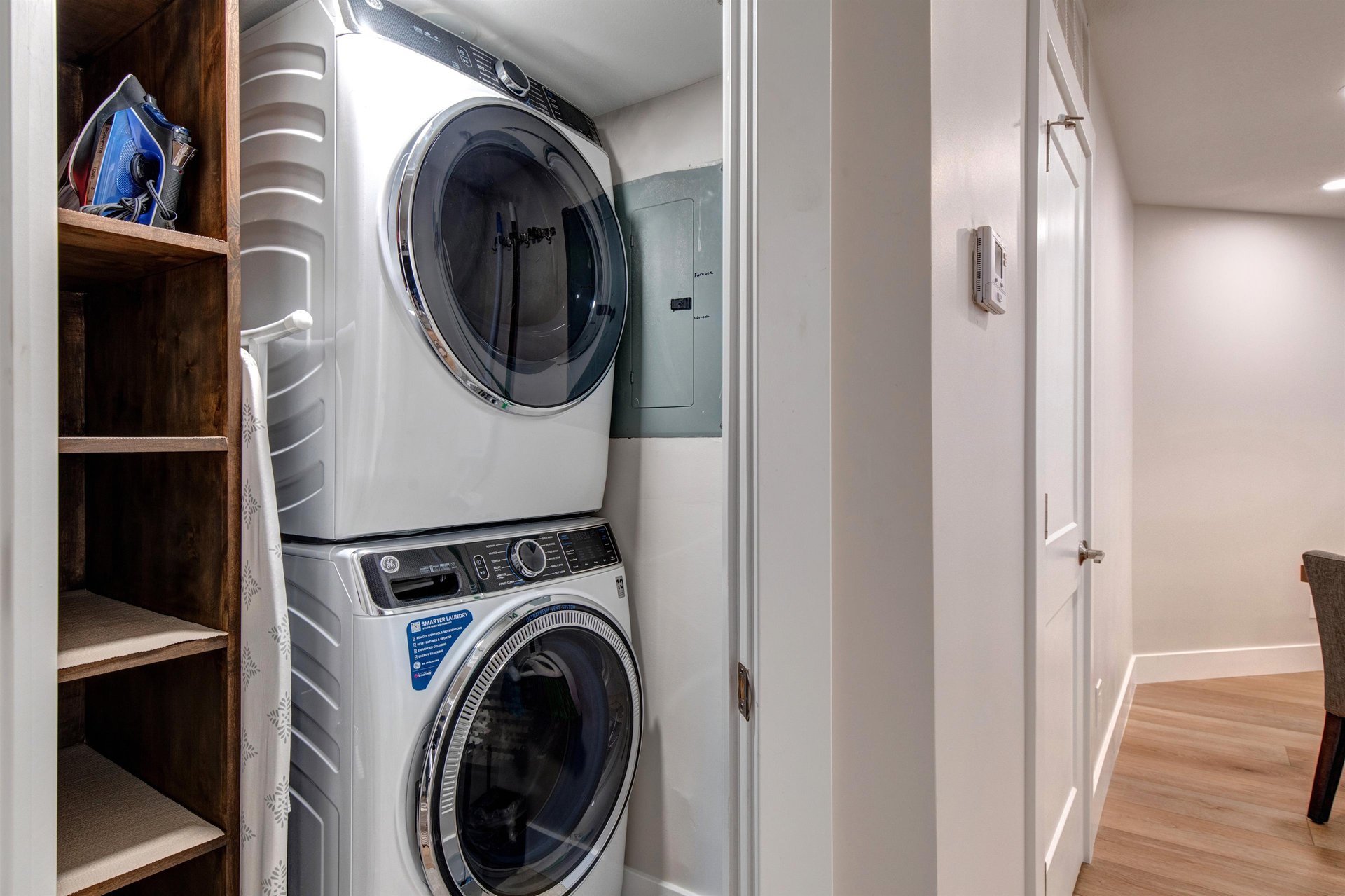 The private stackable washer and dryer.