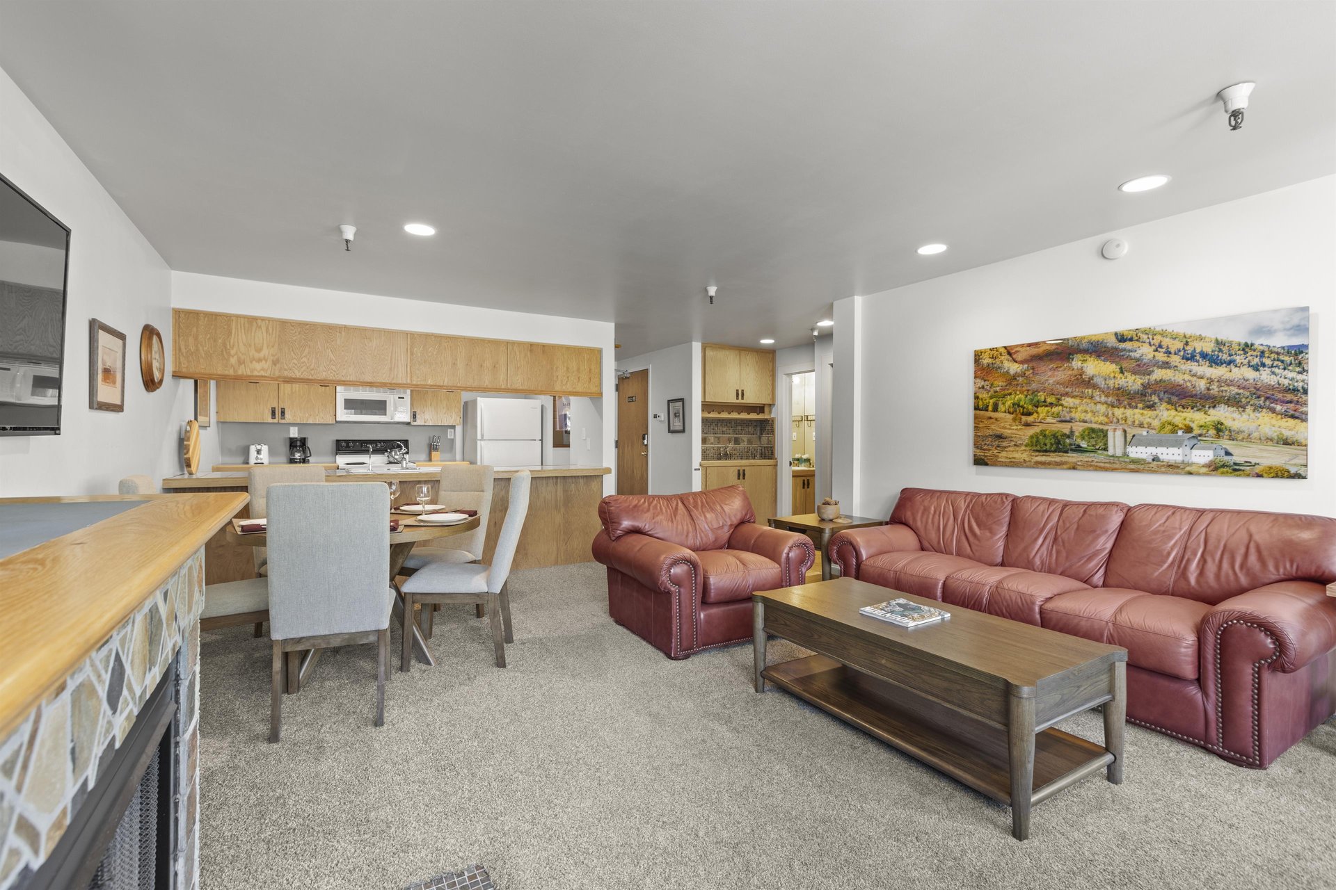 The open concept living area.