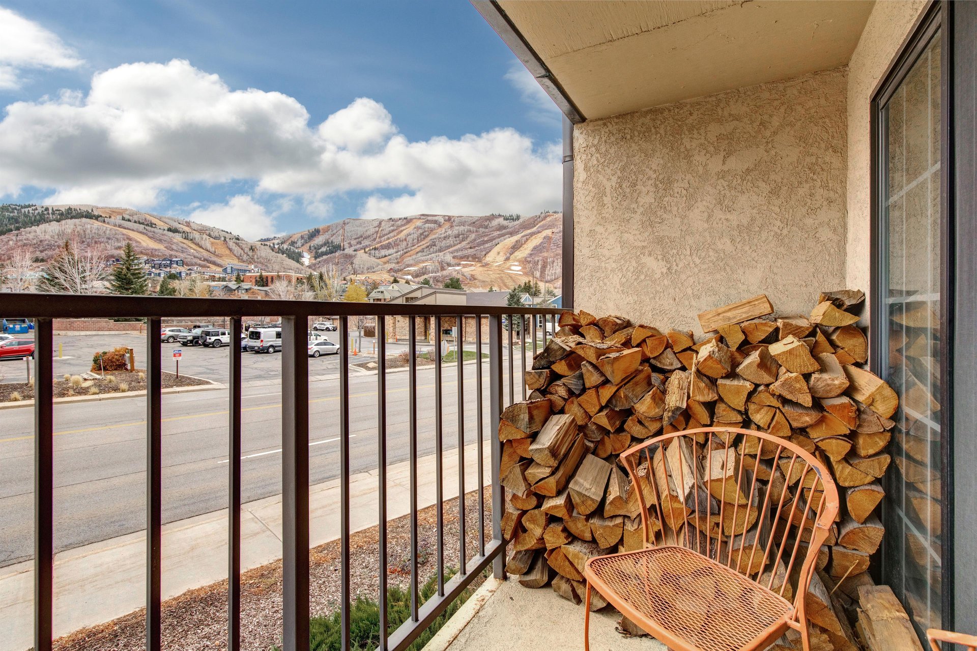 Step onto your private balcony with mountain views.