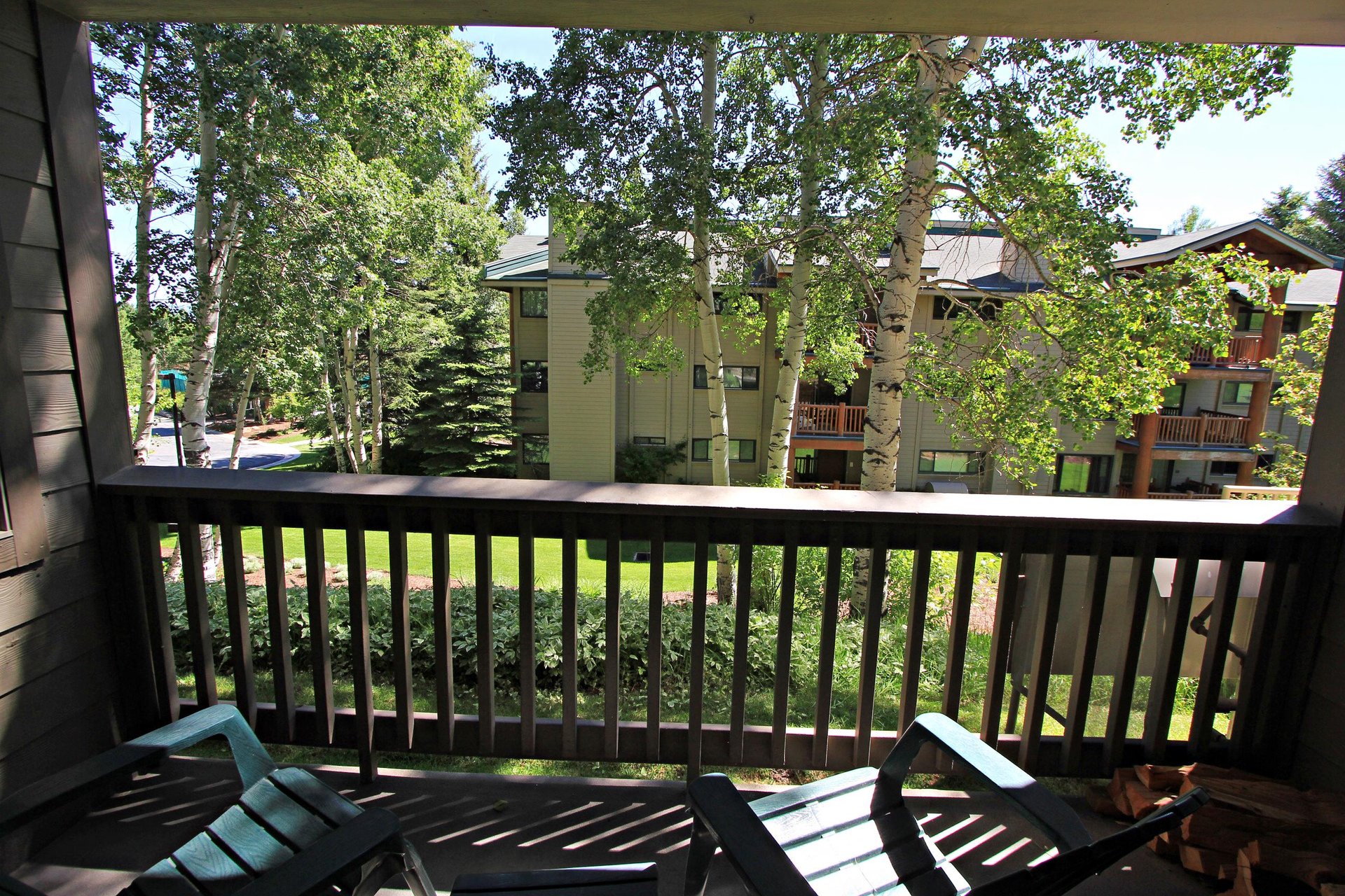 Premier Snow Flower Condominium 107s patio view.