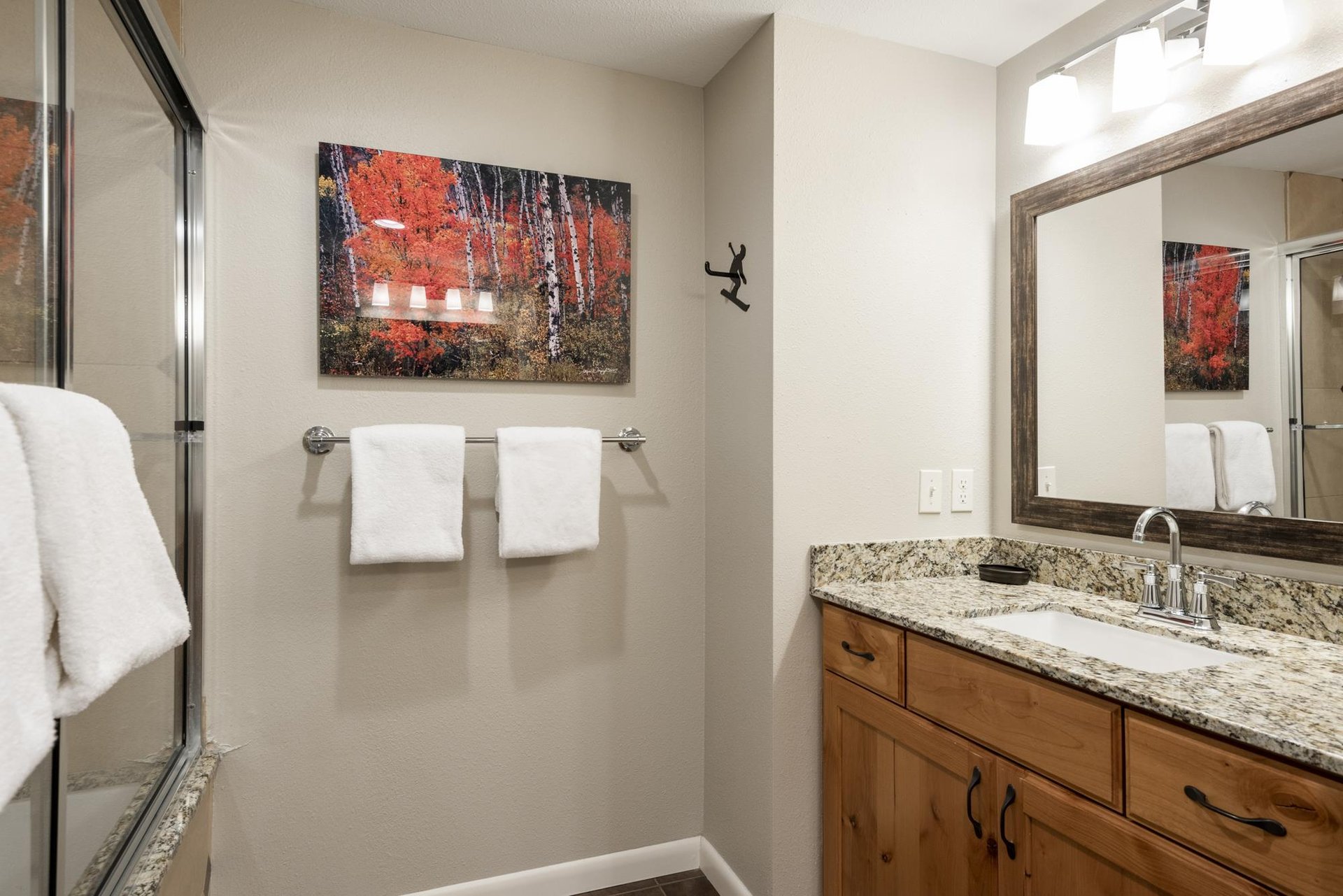 Granite countertops in the main  bathroom