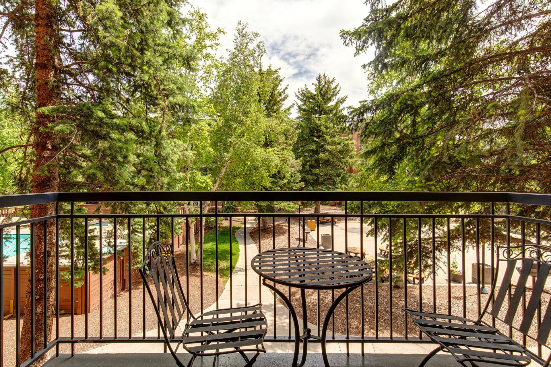 Park Station 124 has a private patio with seating for two.
