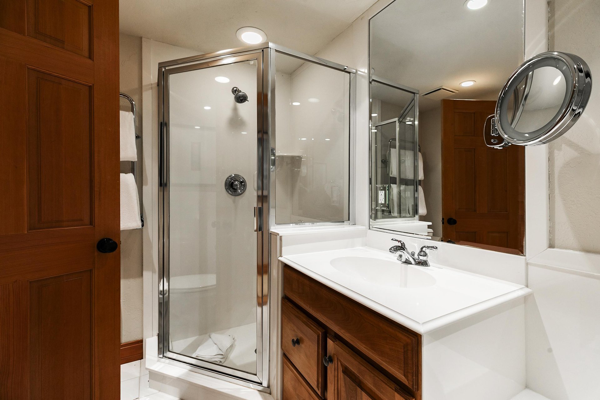 Guest bathroom with a walkin shower with glass surround