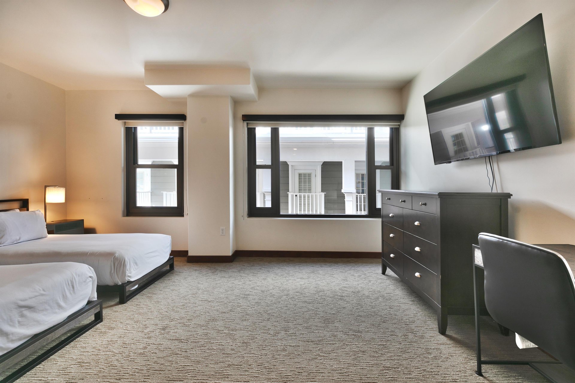 Twin beds in the guest bedroom can be made into a king bed with advanced notice