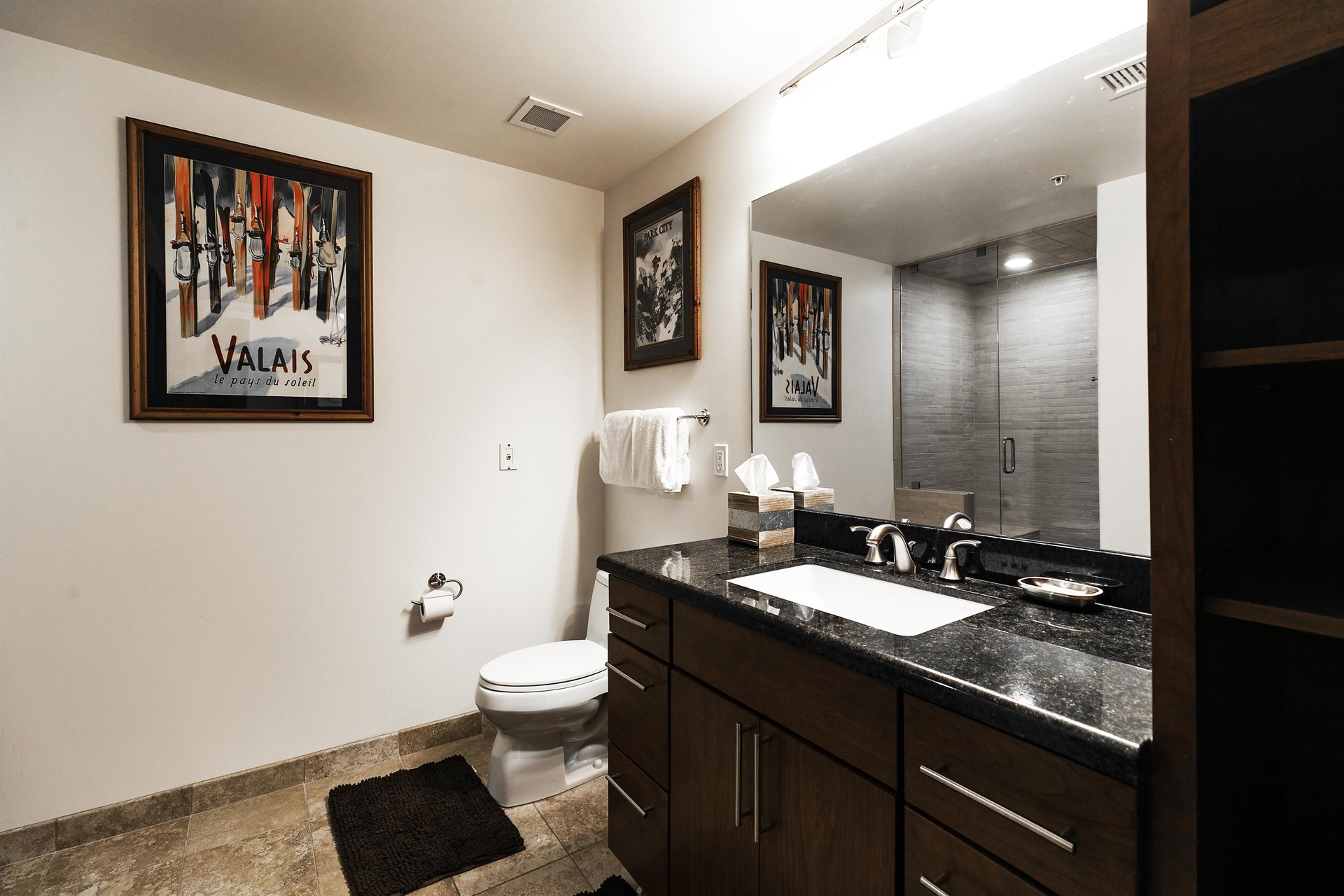 Full guest bathroom across the hall from the bedroom