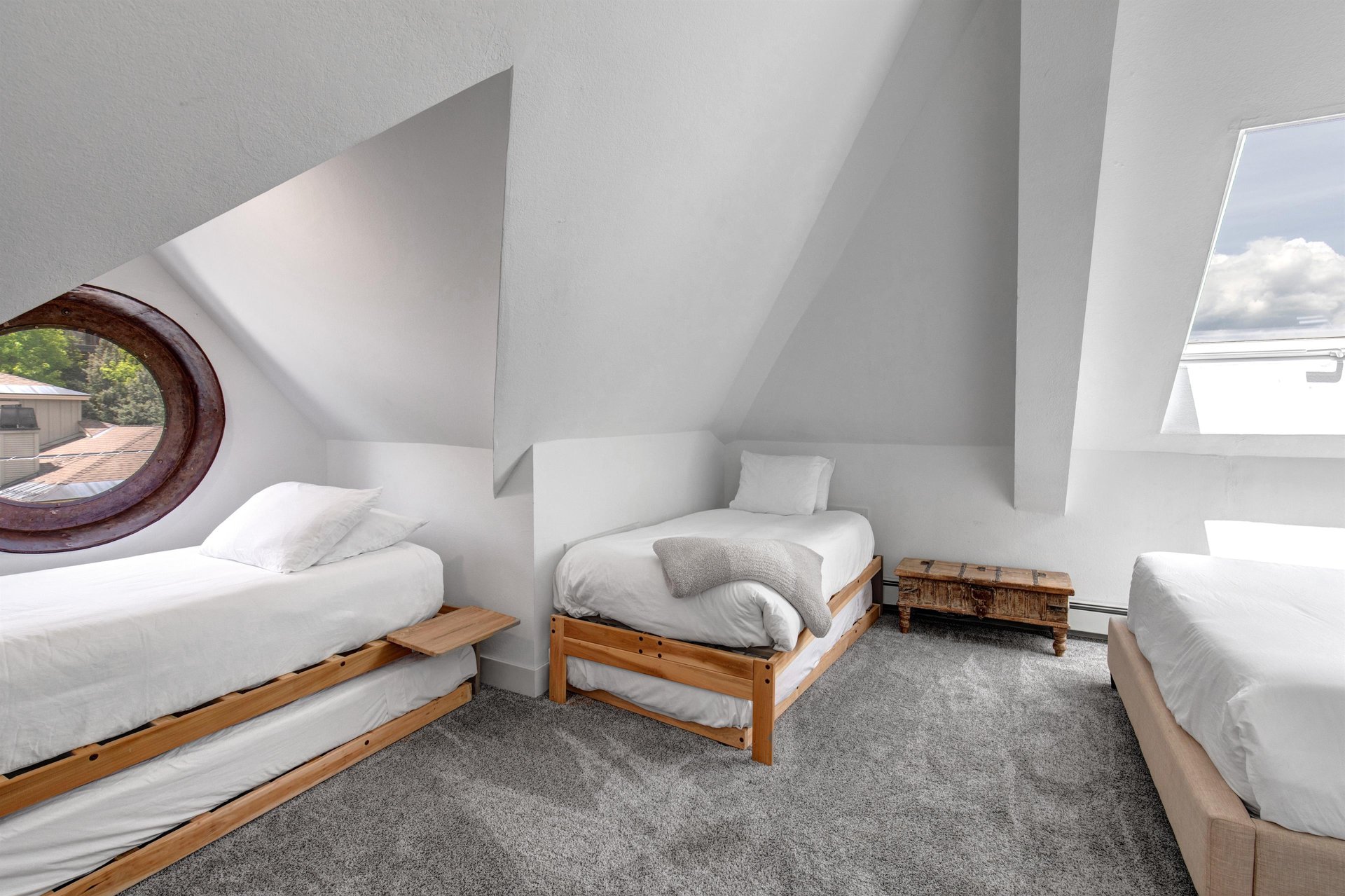 The second bedroom with two twin beds and twin trundles.