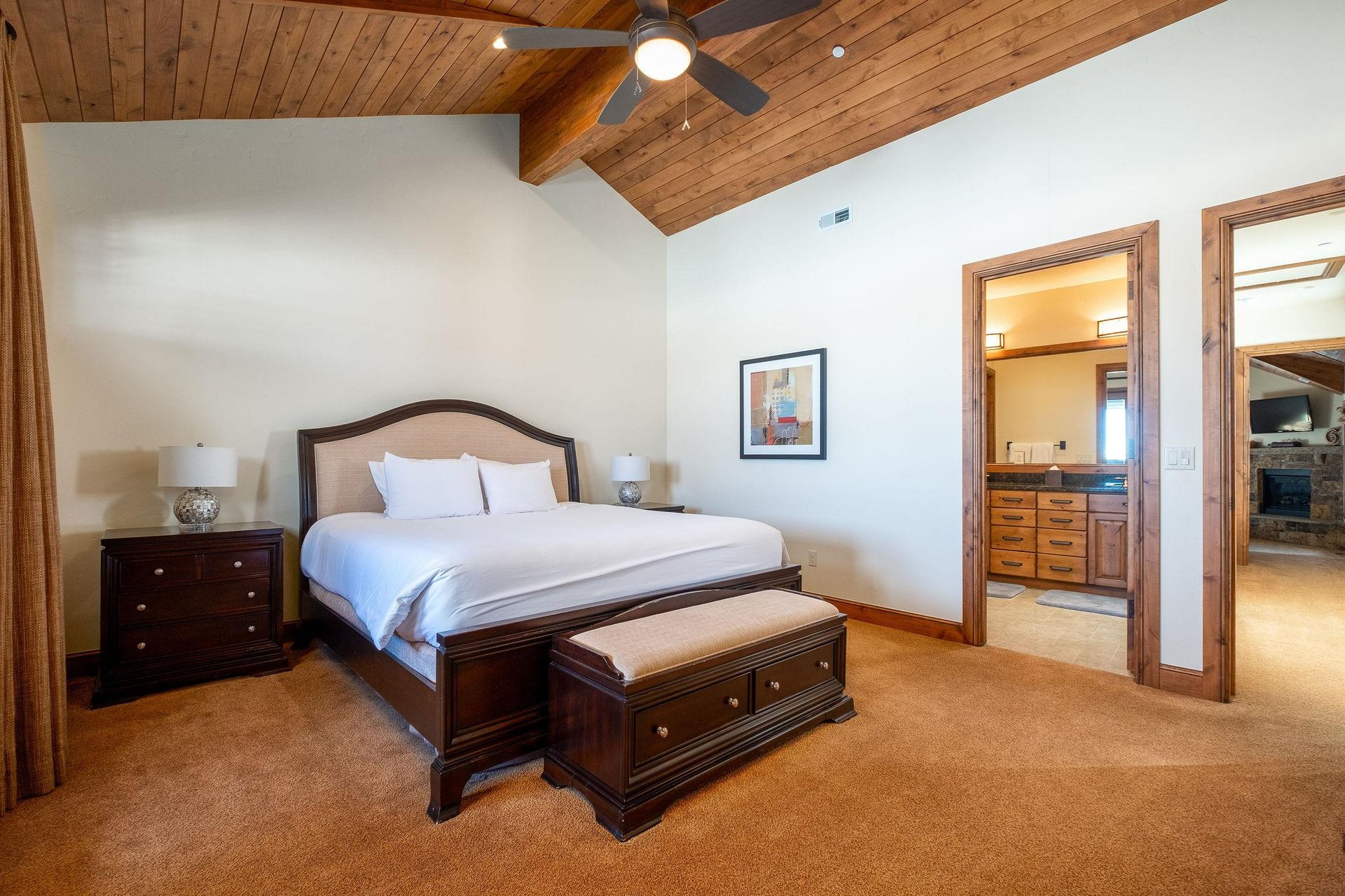 King bed in the upstairs guest bedroom