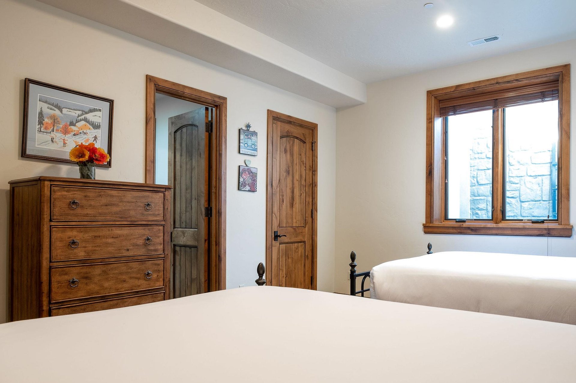 Comfy guest bedroom on the lower level