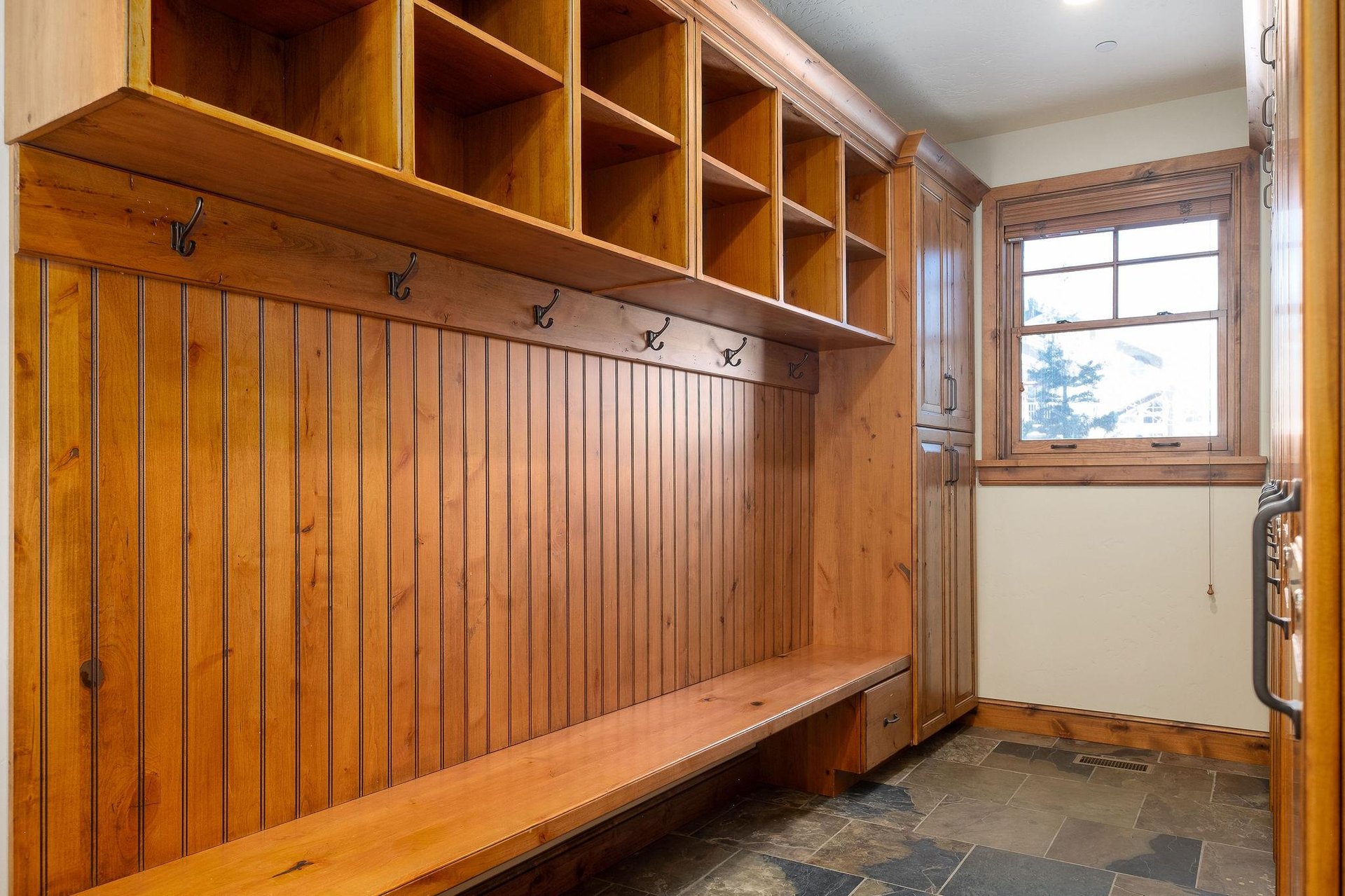 Ski locker room on the main level