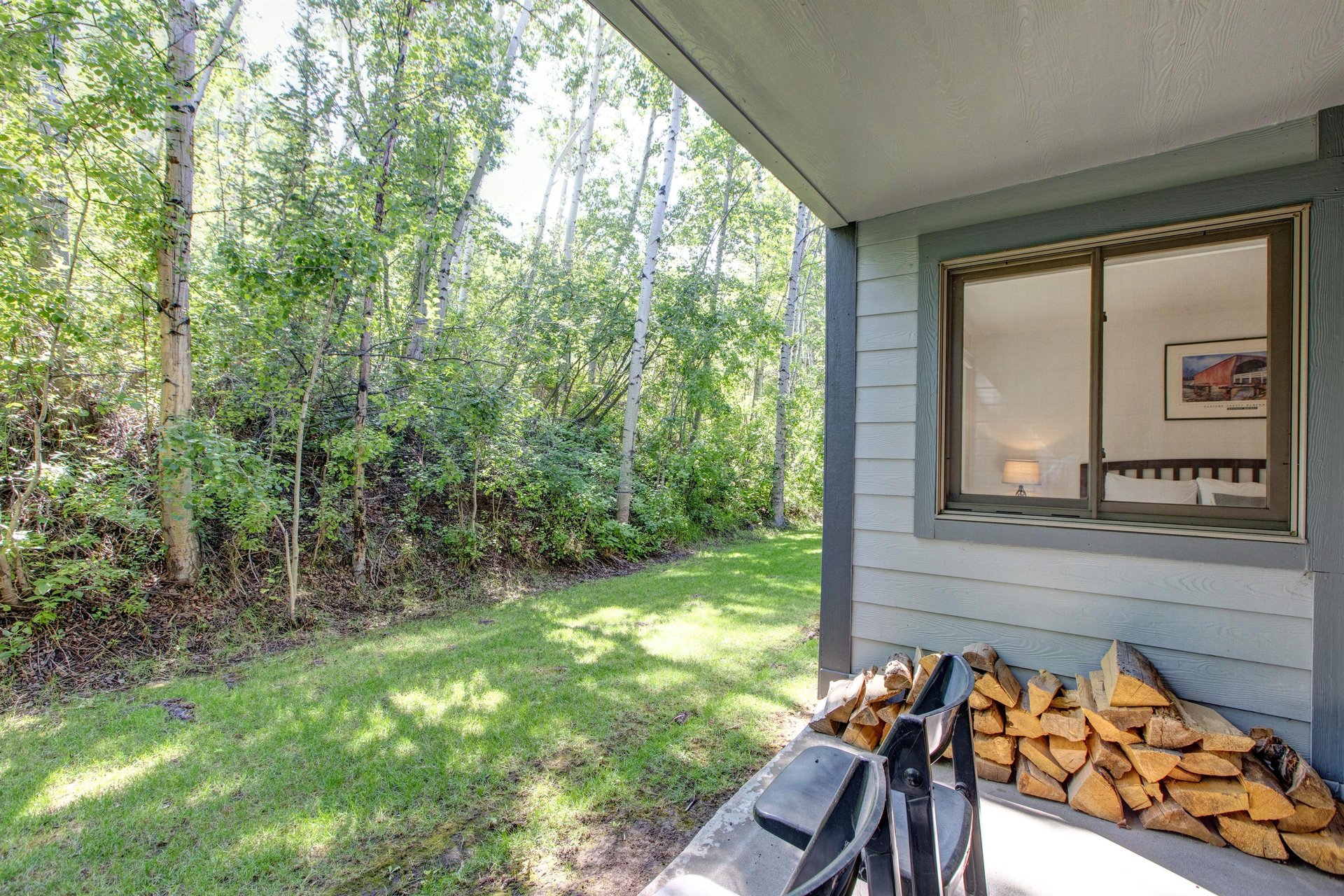 Snow Flower 134 has a private patio that over looks an aspen grove.