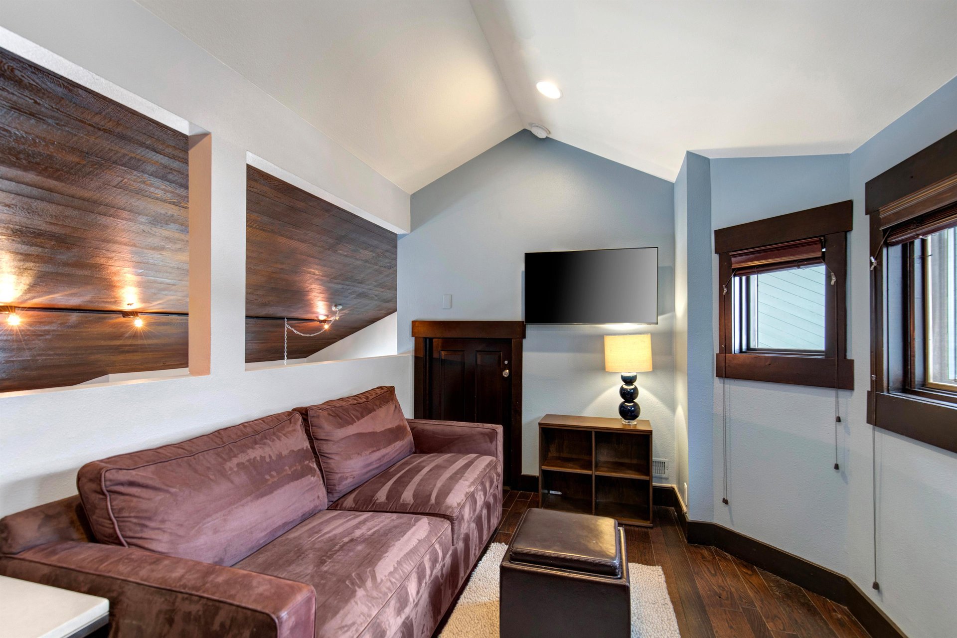 An additional loft area to catch a show or read a book on the comfortable couch.