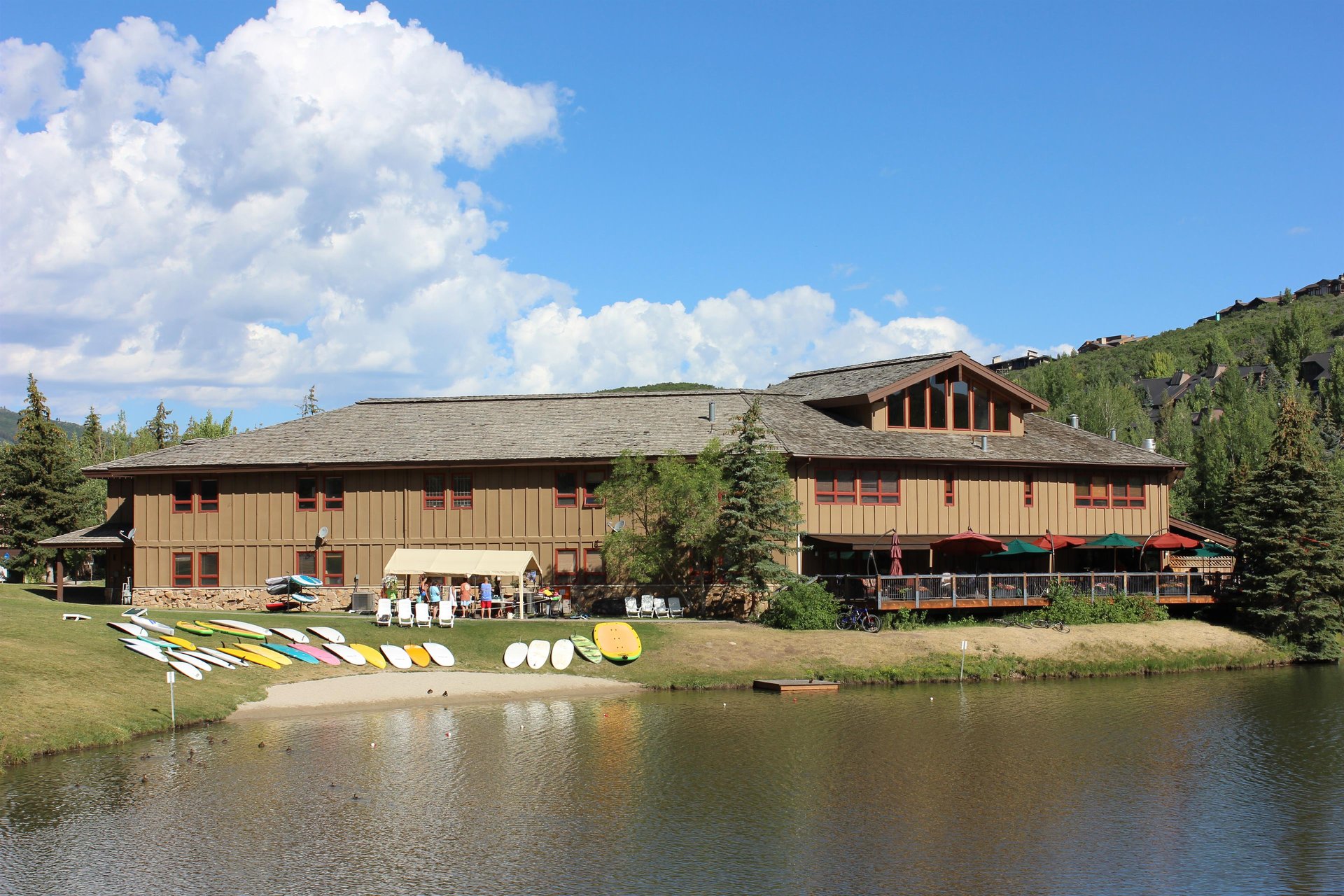 Lakeside 1629 is in lower Deer Valley and the nearby lake offers paddle board in the summer time.