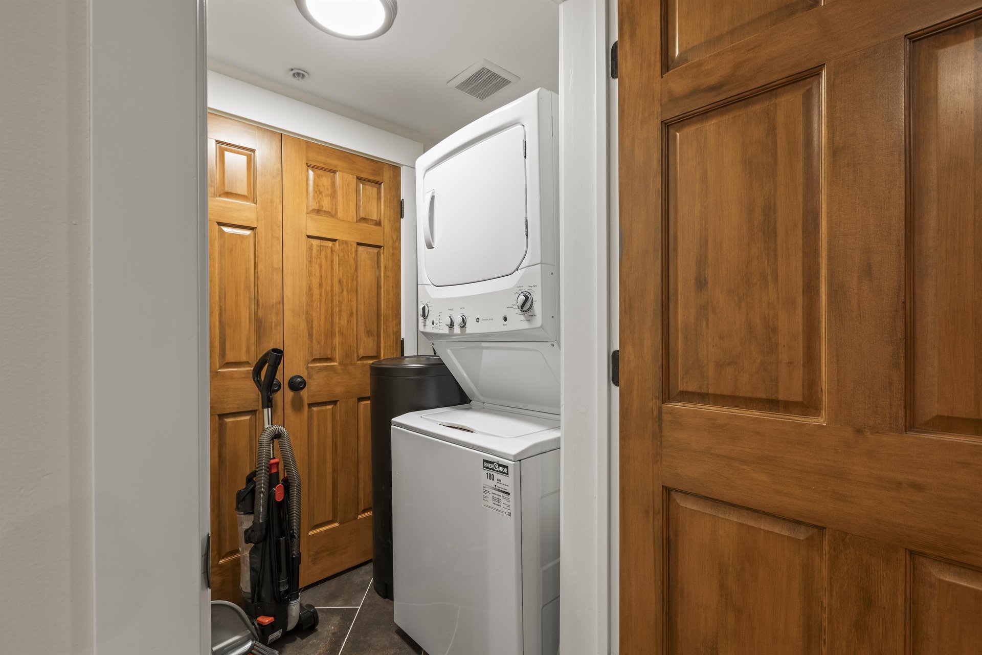 The private stackable washer and dryer.