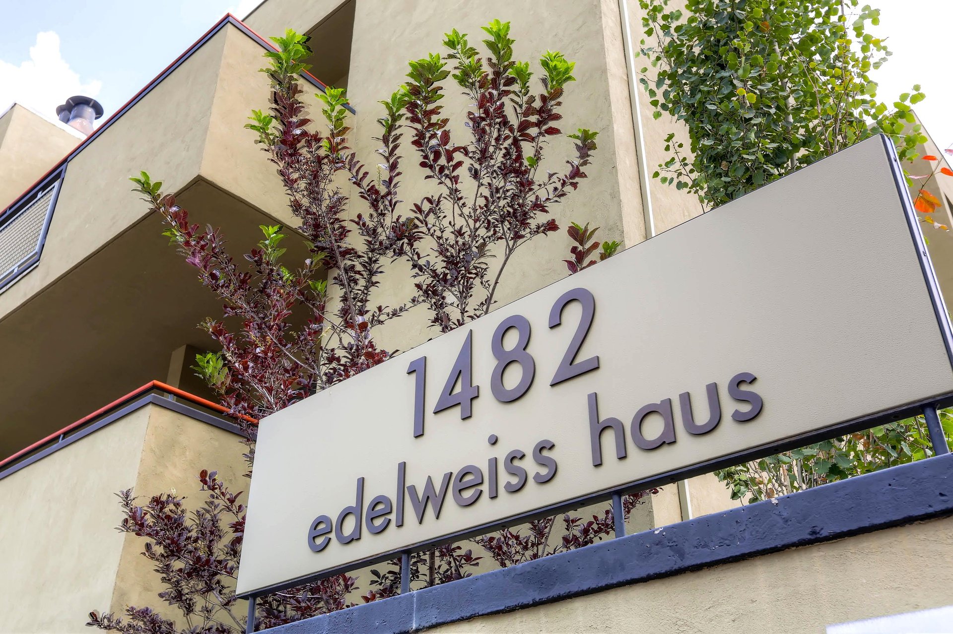 Edelweiss Haus property sign at 1482 Empire Avenue in Park City, Utah.
