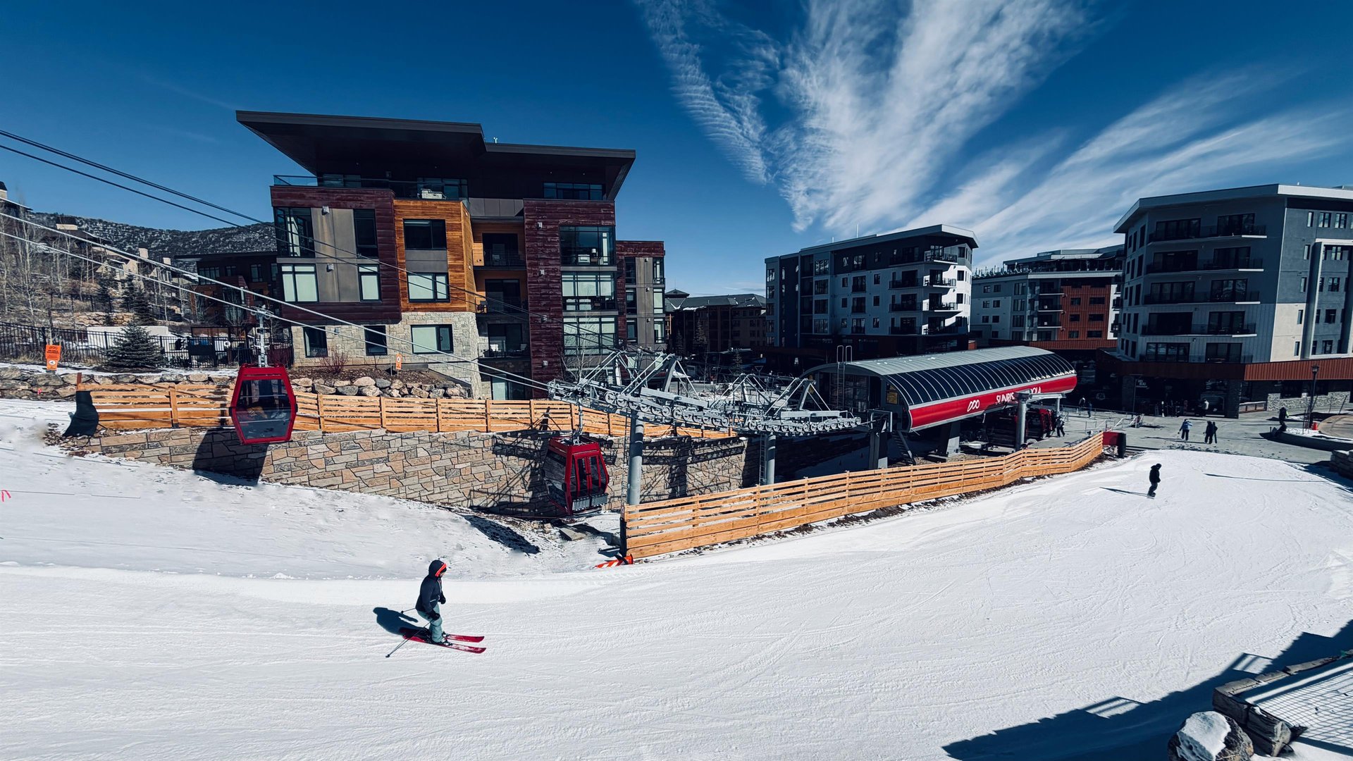 The skiinskiouts Lift Condominium with the Sunrise Gondola right next to it.