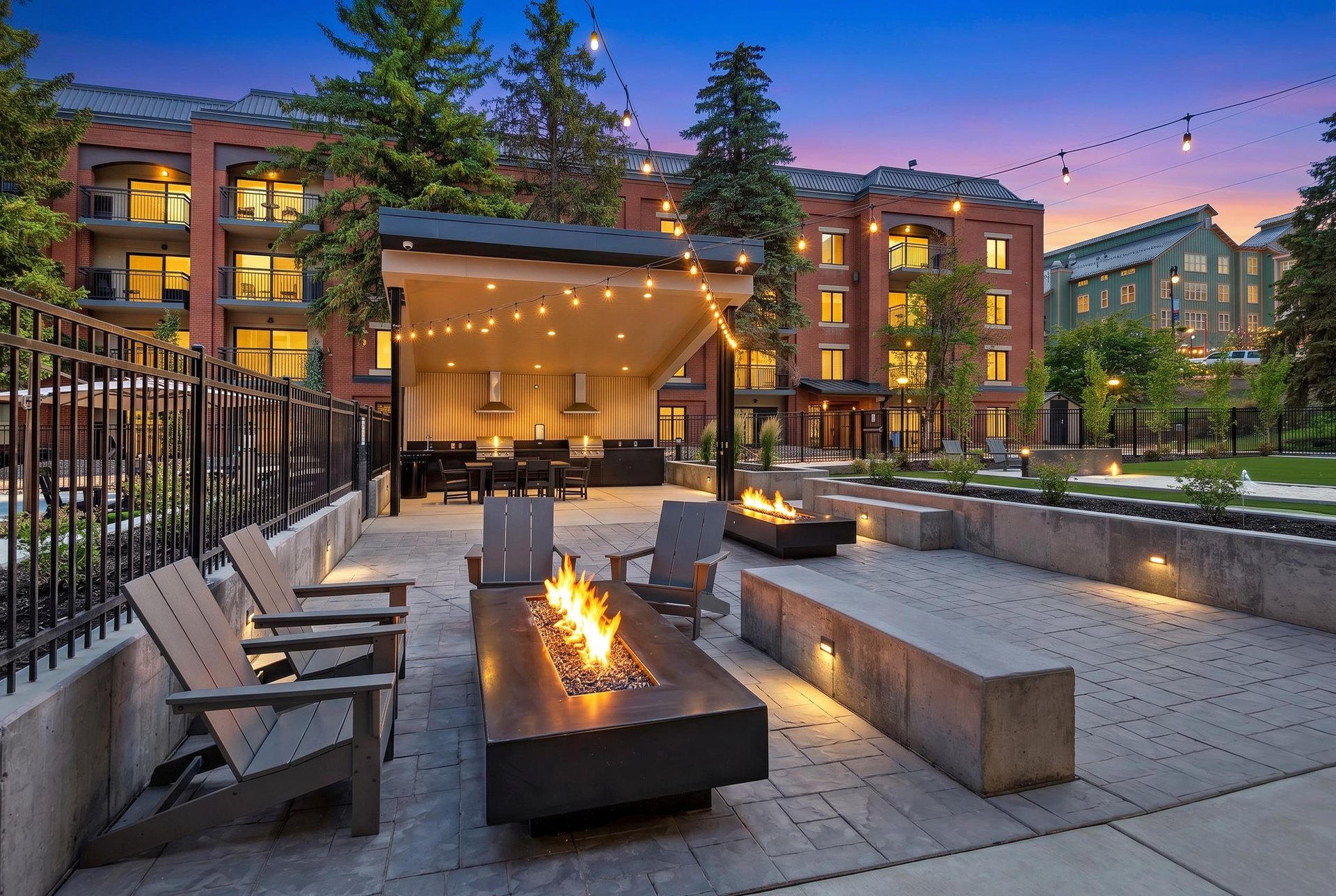 Park Station offers fire tables in the courtyard
