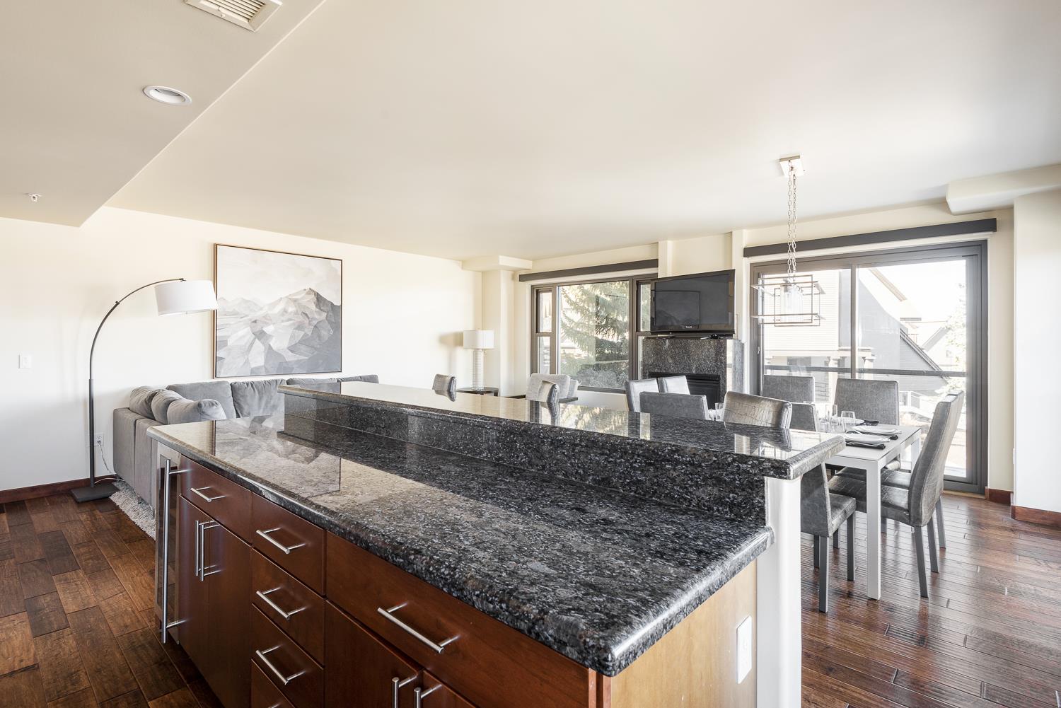 Kitchen island with bar seating for 3