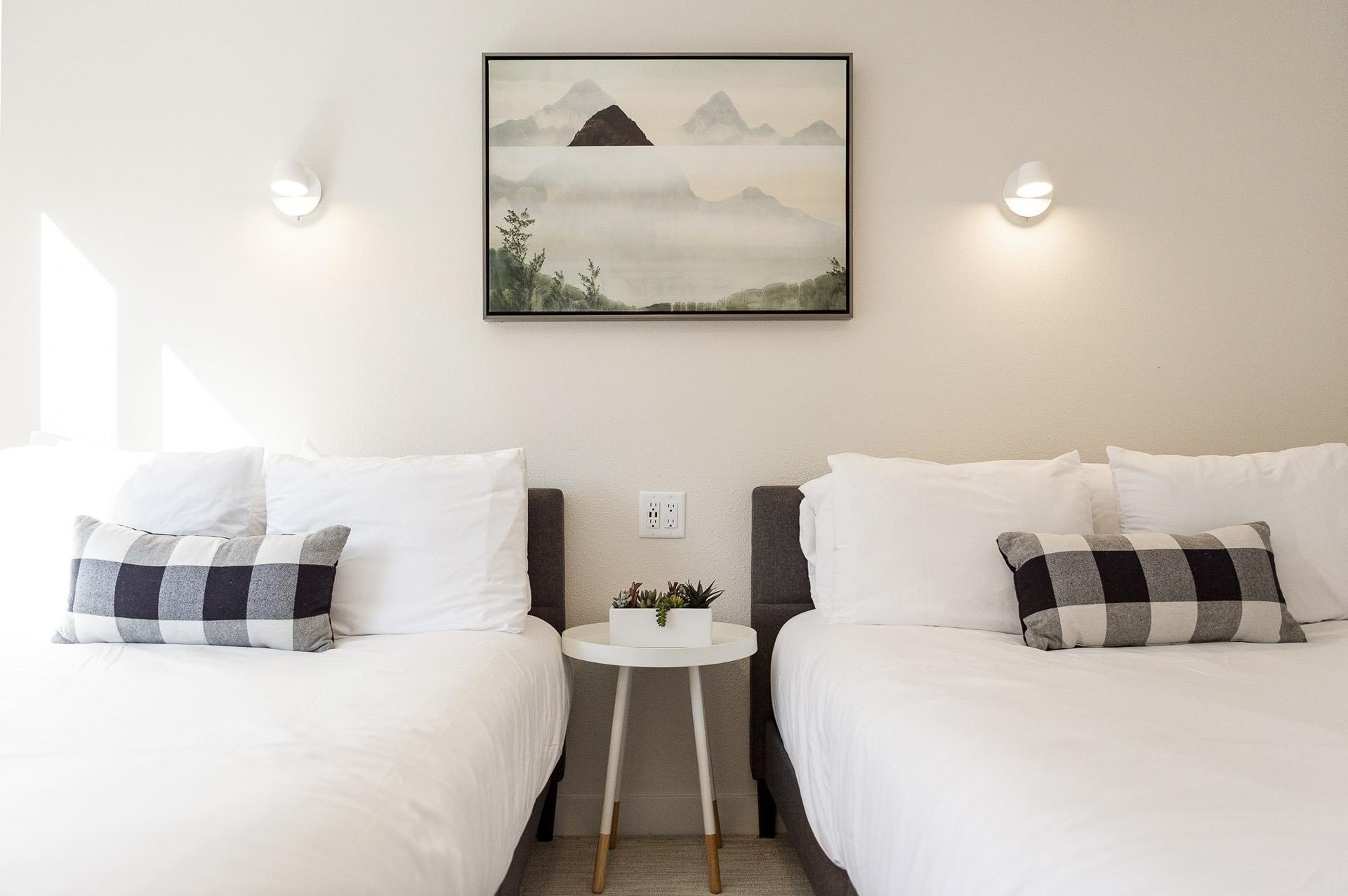 Two double beds in the guest bedroom