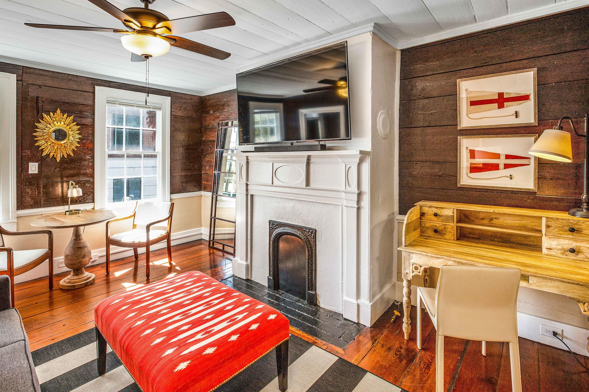 A dedicated work space is tucked away, perfect for those who need to work from home.