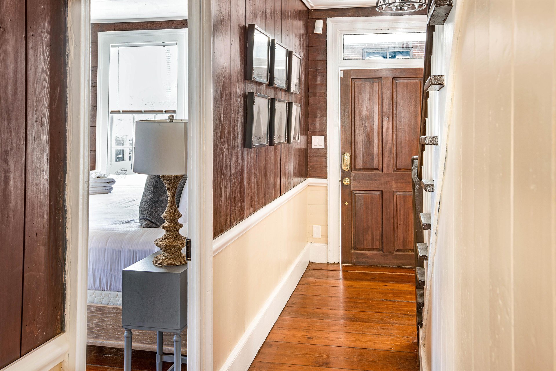 Also located on the main floor, youll find the first bedroom.