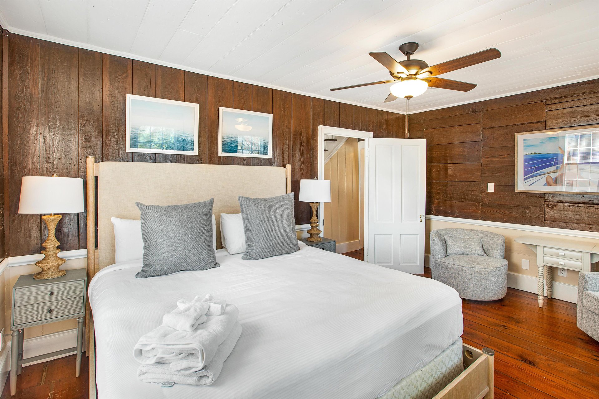 A kingsize bed is offered in the first bedroom.