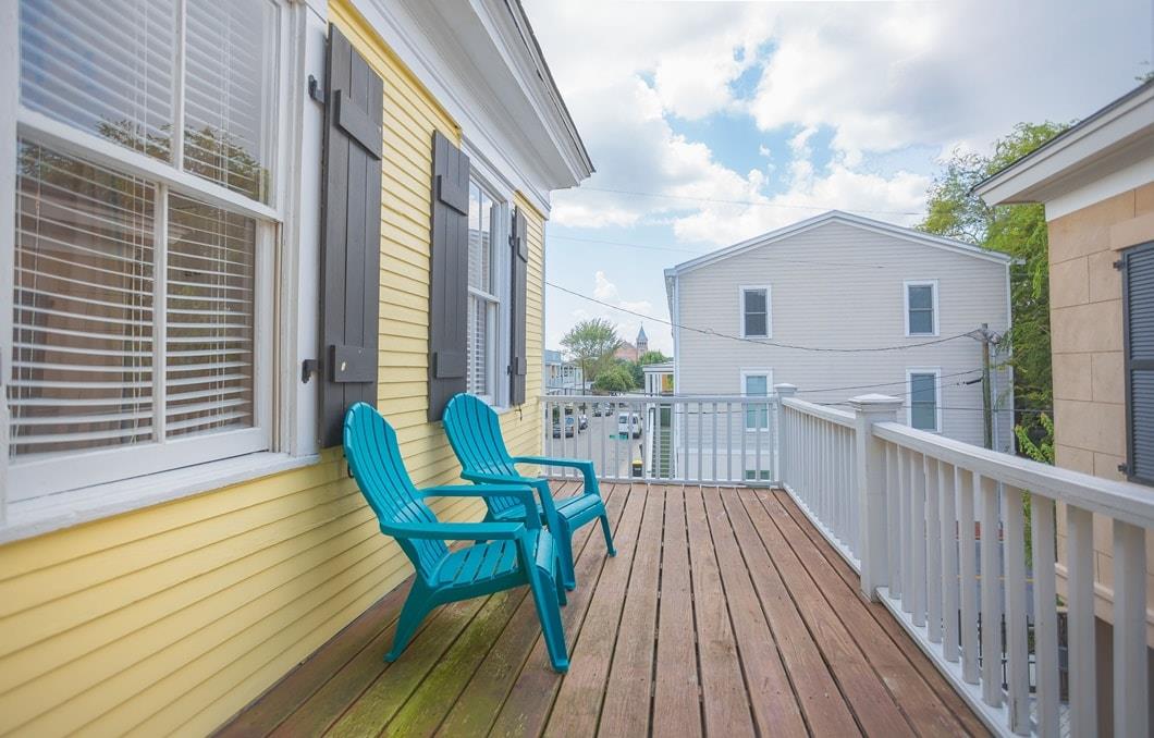 Deck off of the first queen bedroom.
