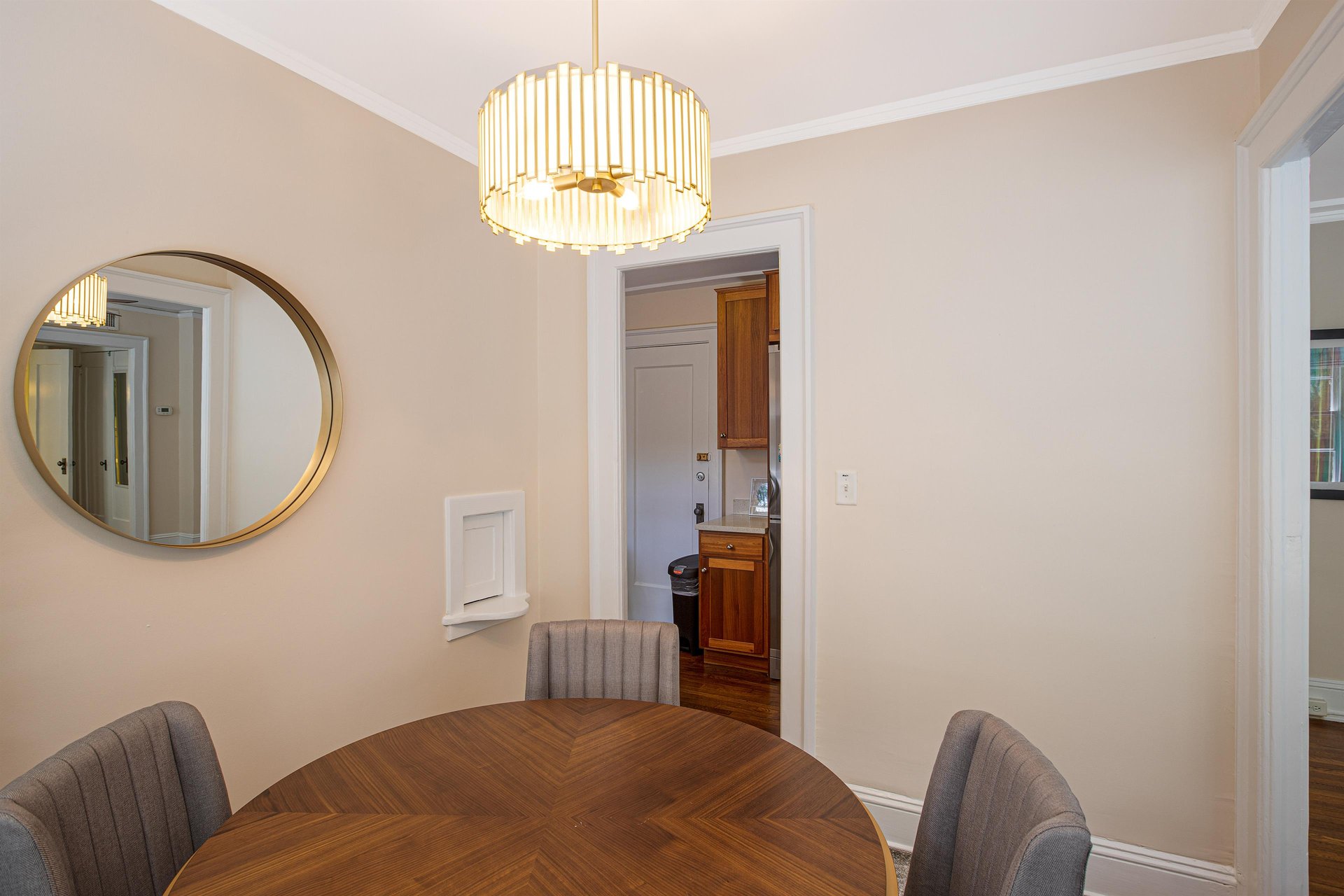 This space can additionally be utilized for a work station, and is conveniently located right off of the kitchen.