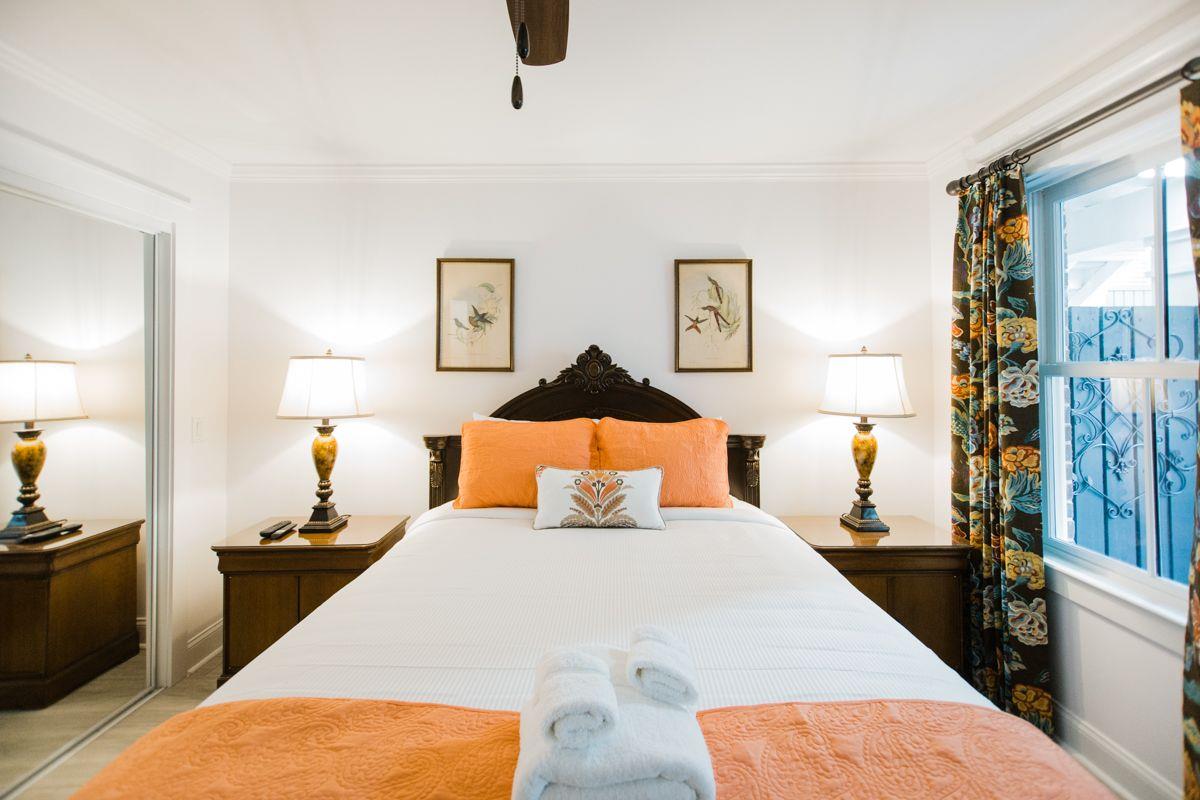 Located at the back of the home, the queensize bedroom.