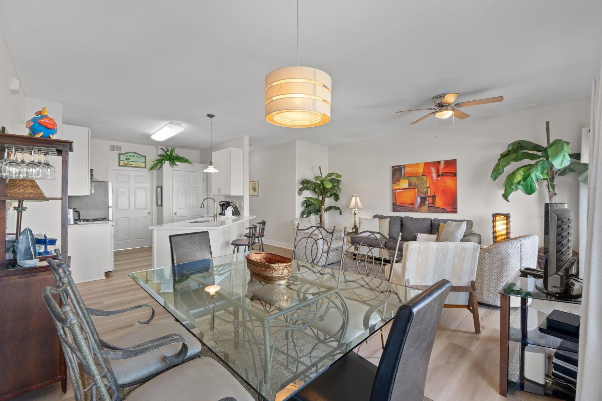 Dining area and living room
