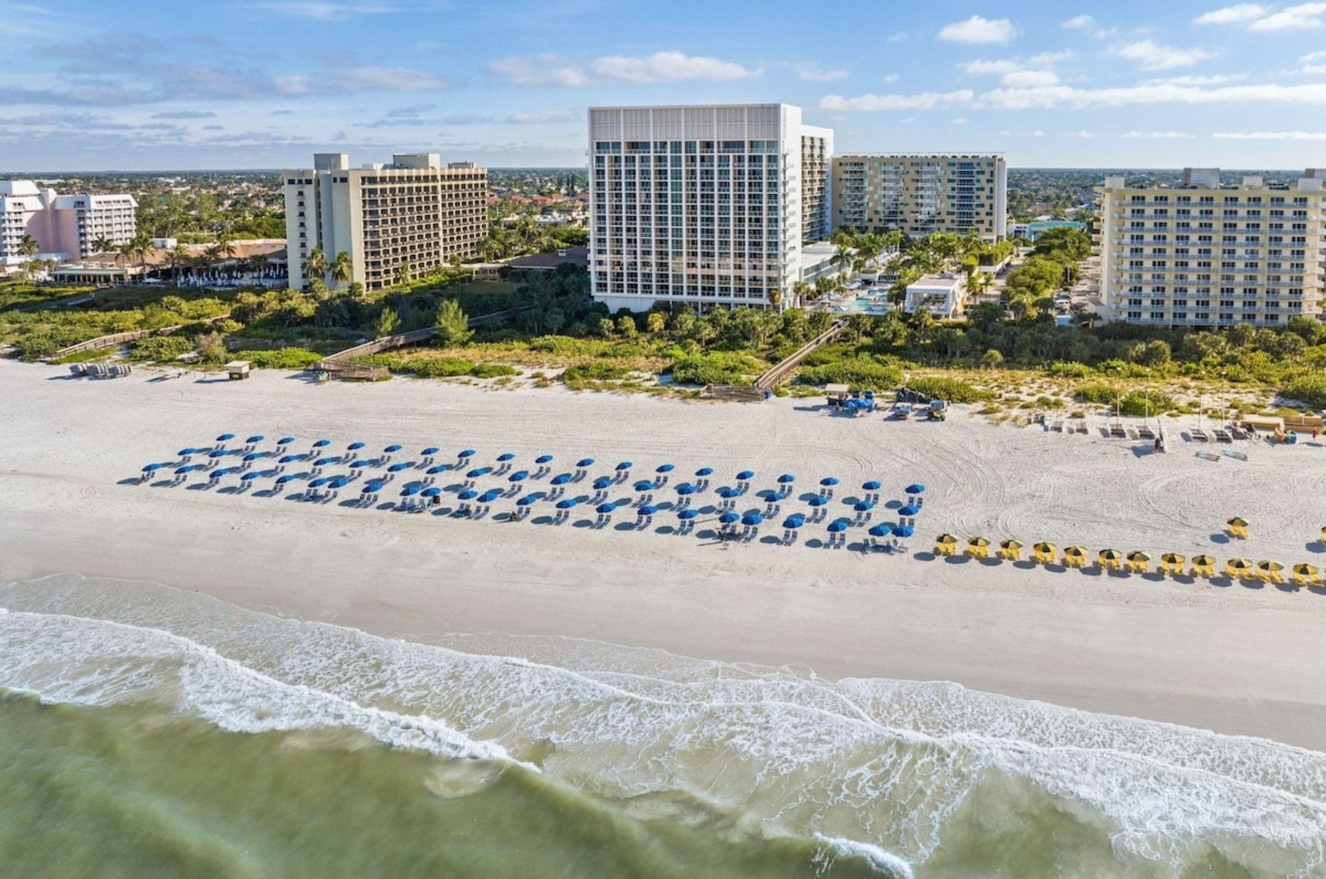 Aerial view of Marriotts Crystal Shores on Marco Island, Florida