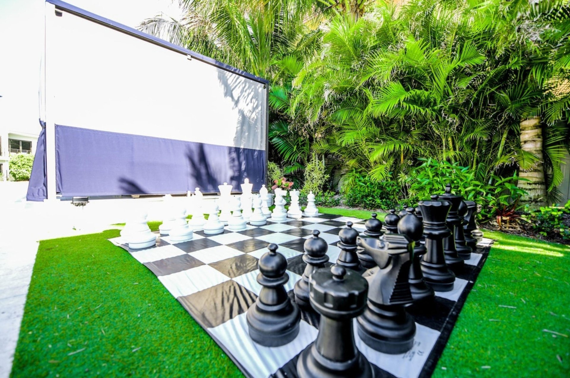 The outdoor chessboard and games