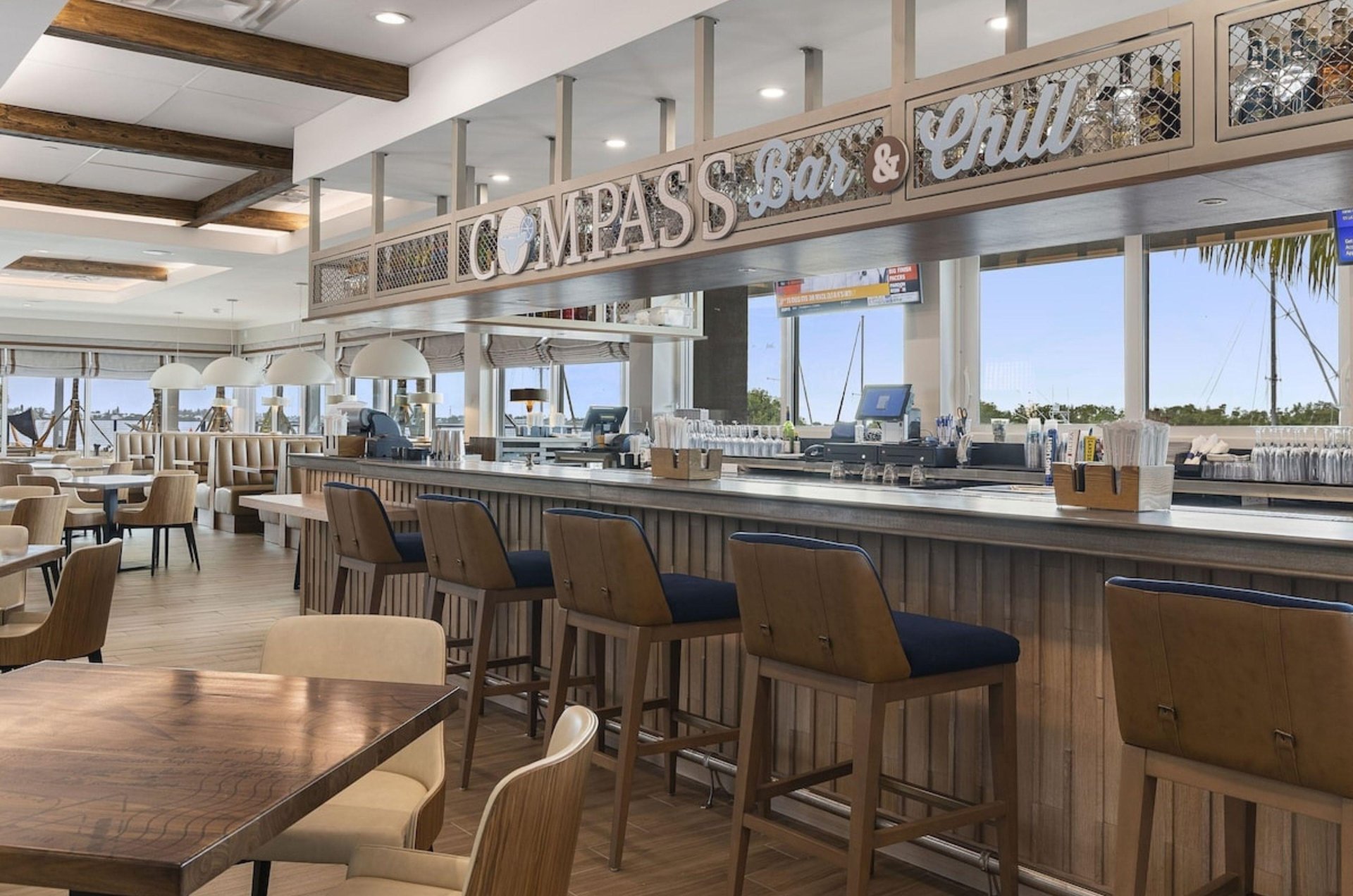 The bar at The Compass Hotel in Bradenton