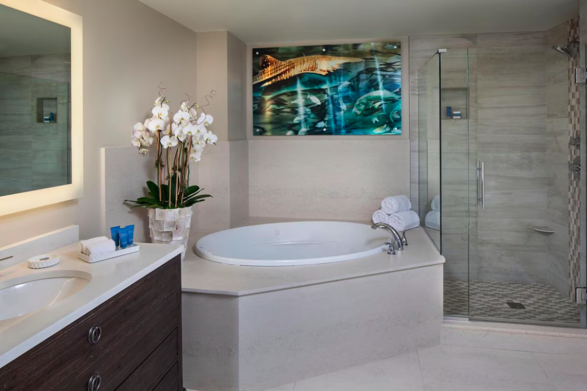 Bathroom at Opal Sands Resort in Clearwater Beach, Florida