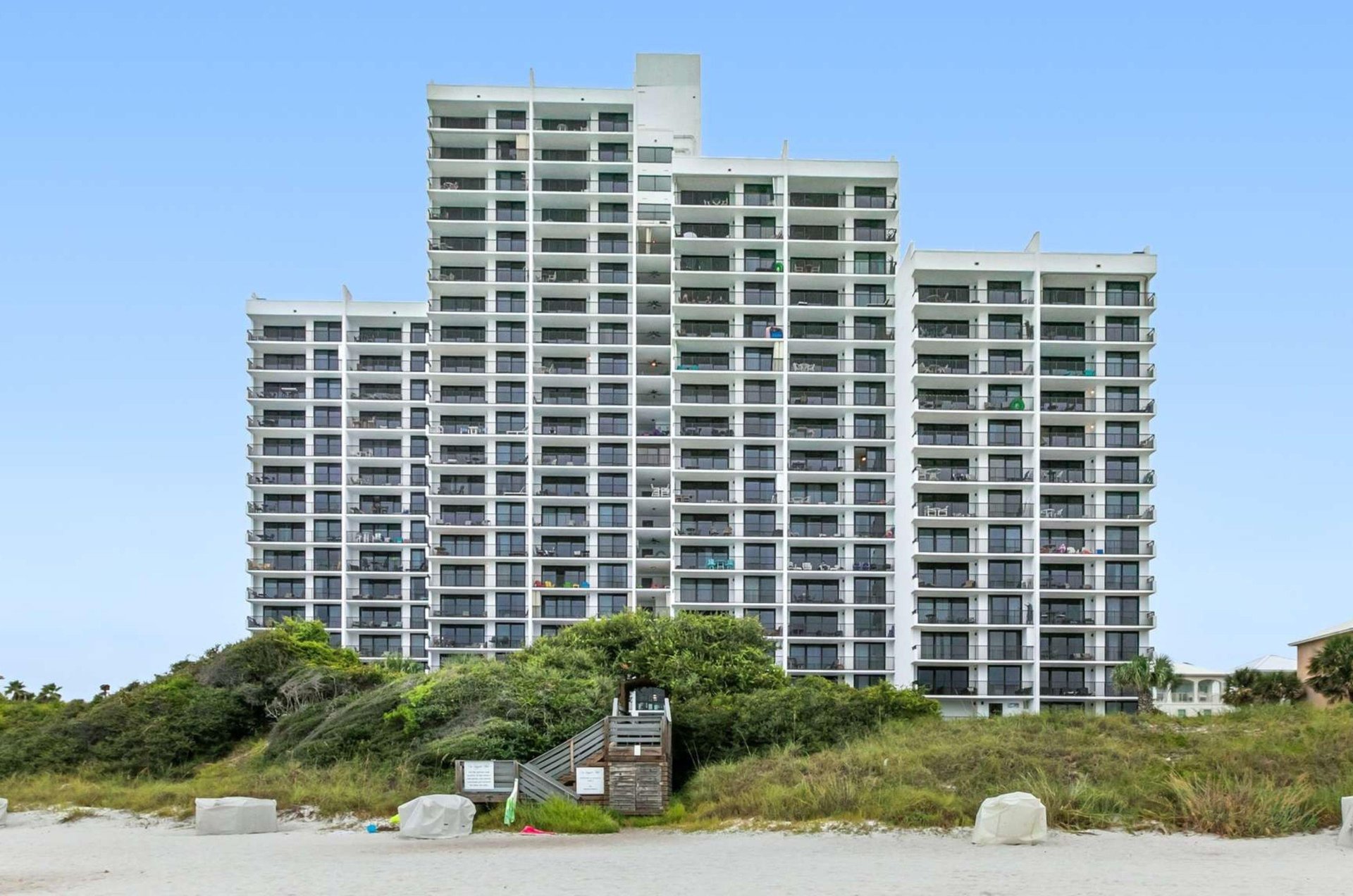 View from the beach of One Seagrove Place on Highway 30A in Florida