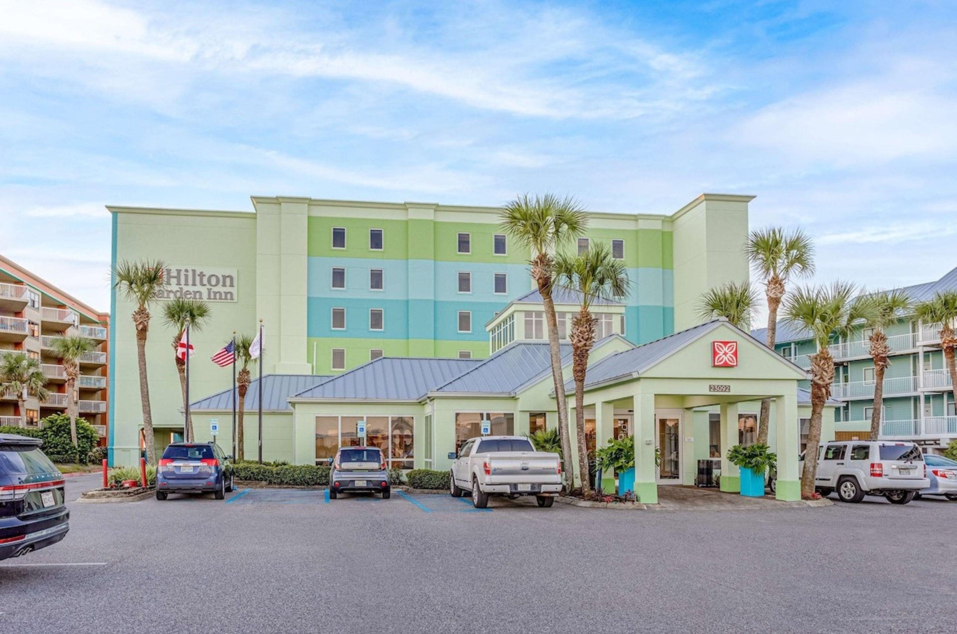 View from the street of Hilton Garden in in Orange Beach Alabama
